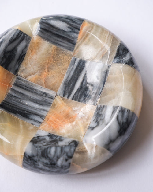 Checker stone ash tray