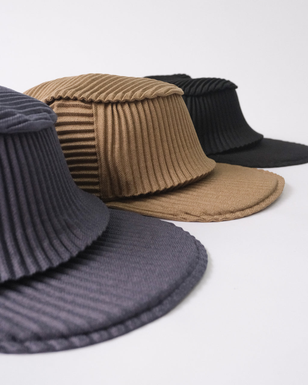 6cRAyon Pleated Flat Top Stretch Baseball Cap