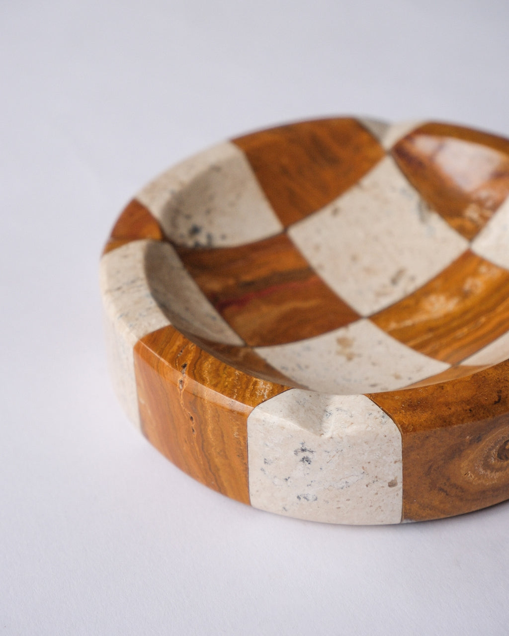 Checker stone ash tray