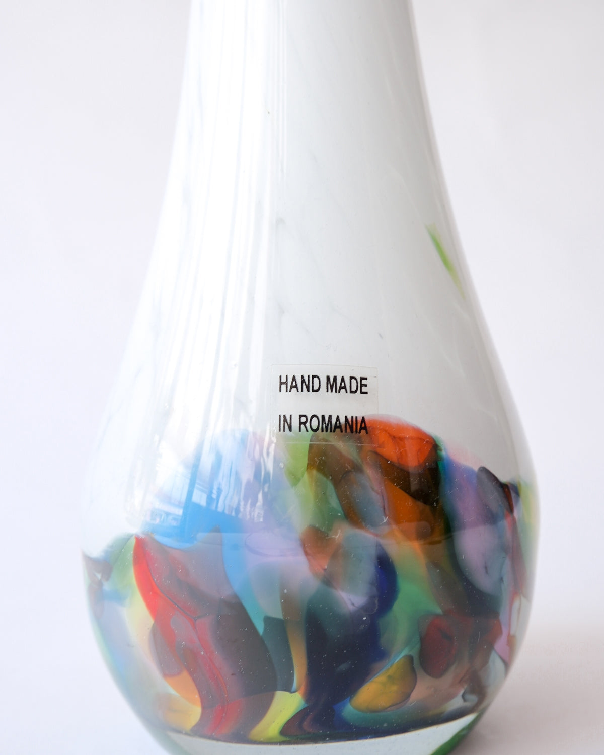 Vintage made in Romania handmade glass vase