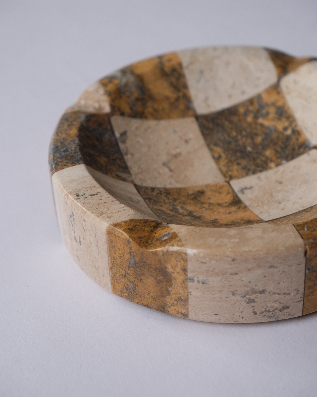Checker stone ash tray