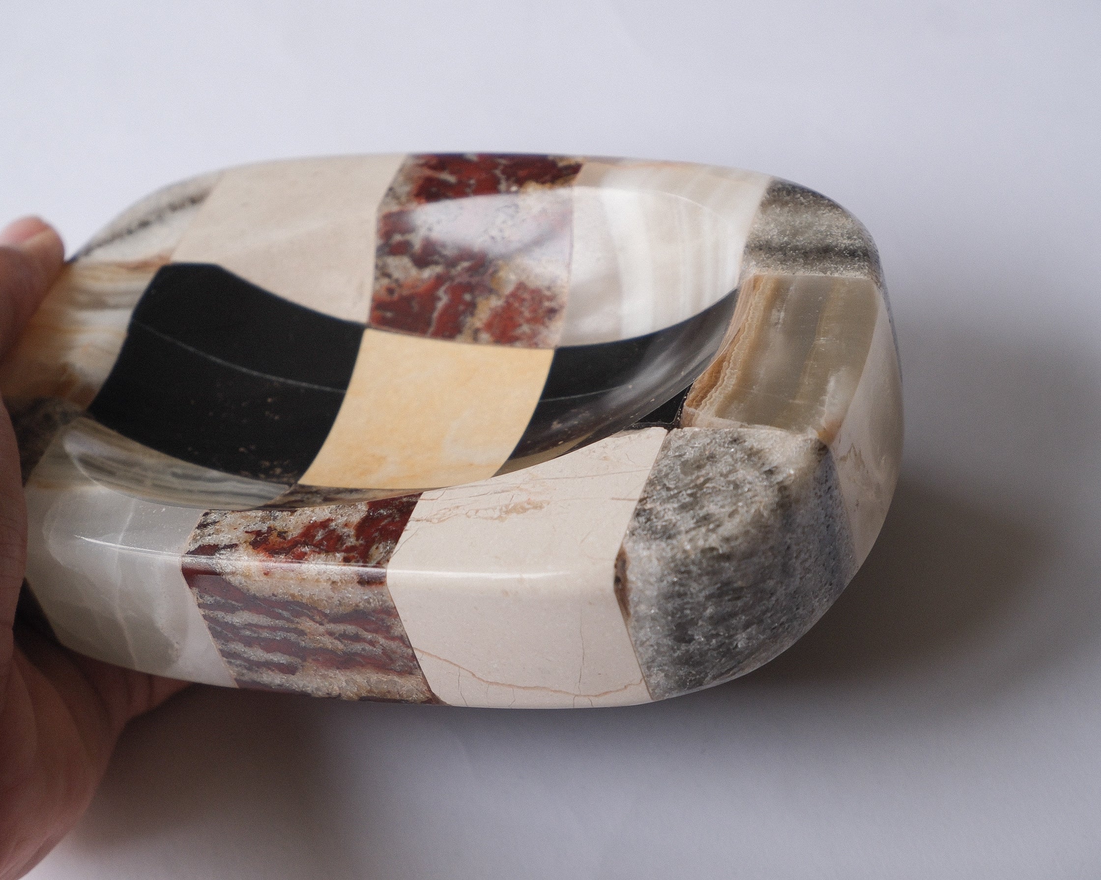 Checker stone ash tray