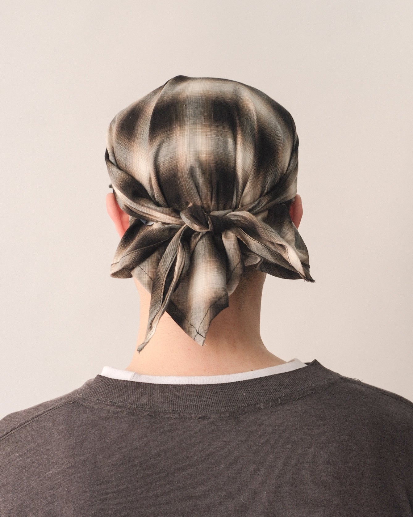 Sowhat Bandanna Cap Ombre check Black