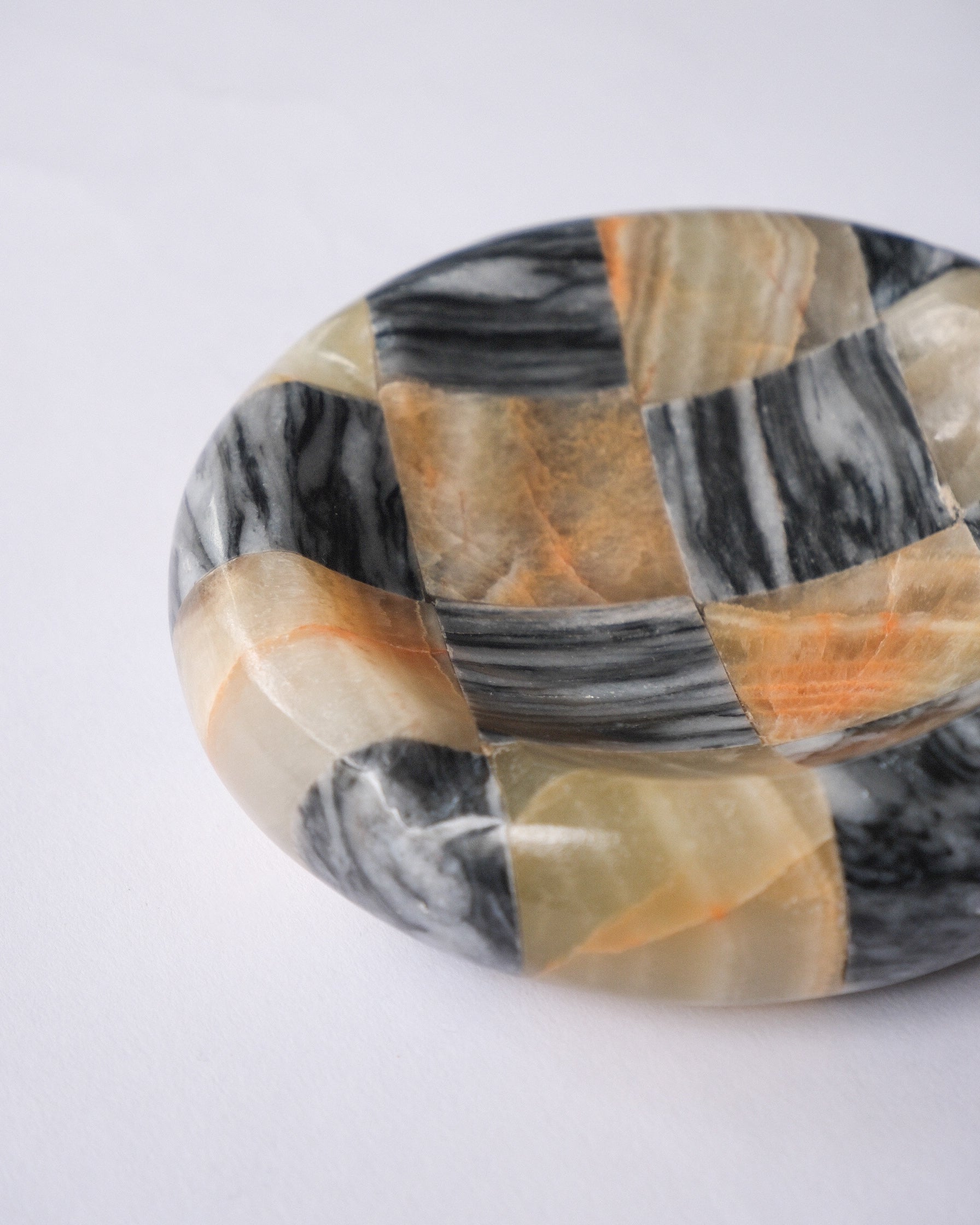 Checker stone ash tray