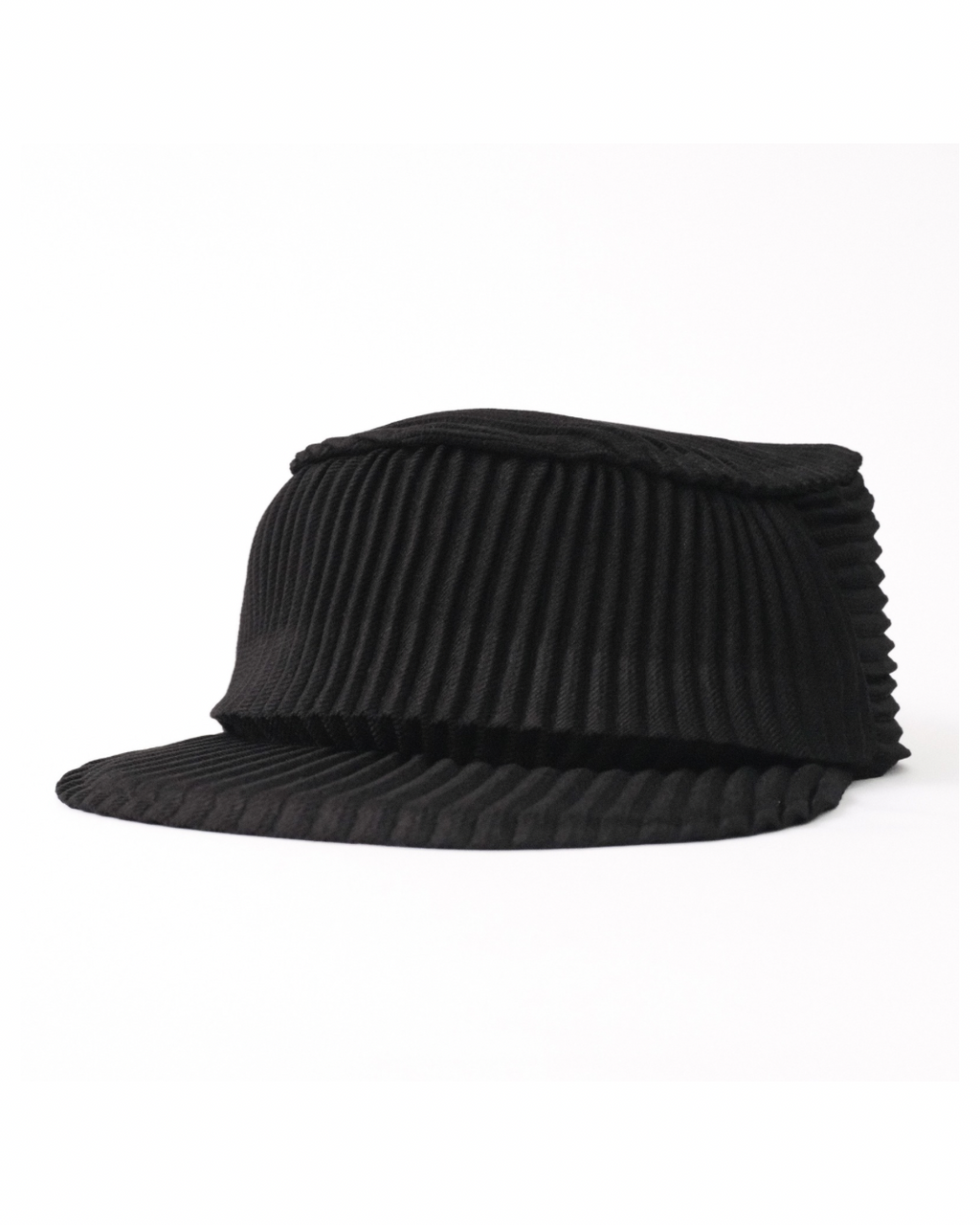 6cRAyon Pleated Flat Top Stretch Baseball Cap