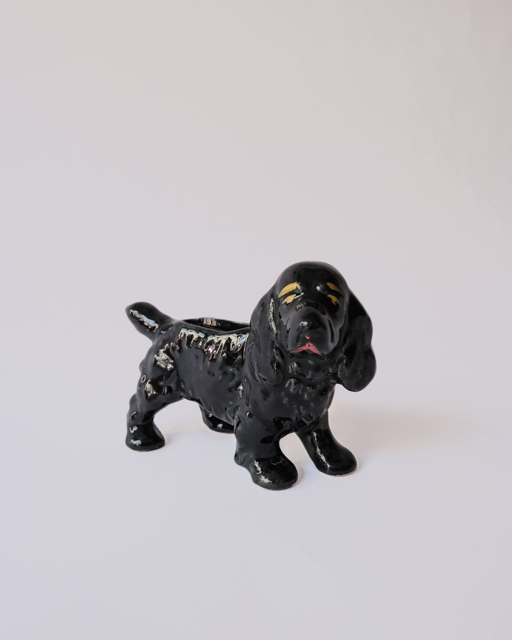 Vintage Black Cocker Spaniel ceramic vase