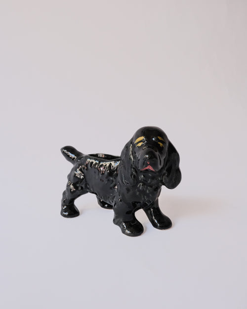 Vintage Black Cocker Spaniel ceramic vase