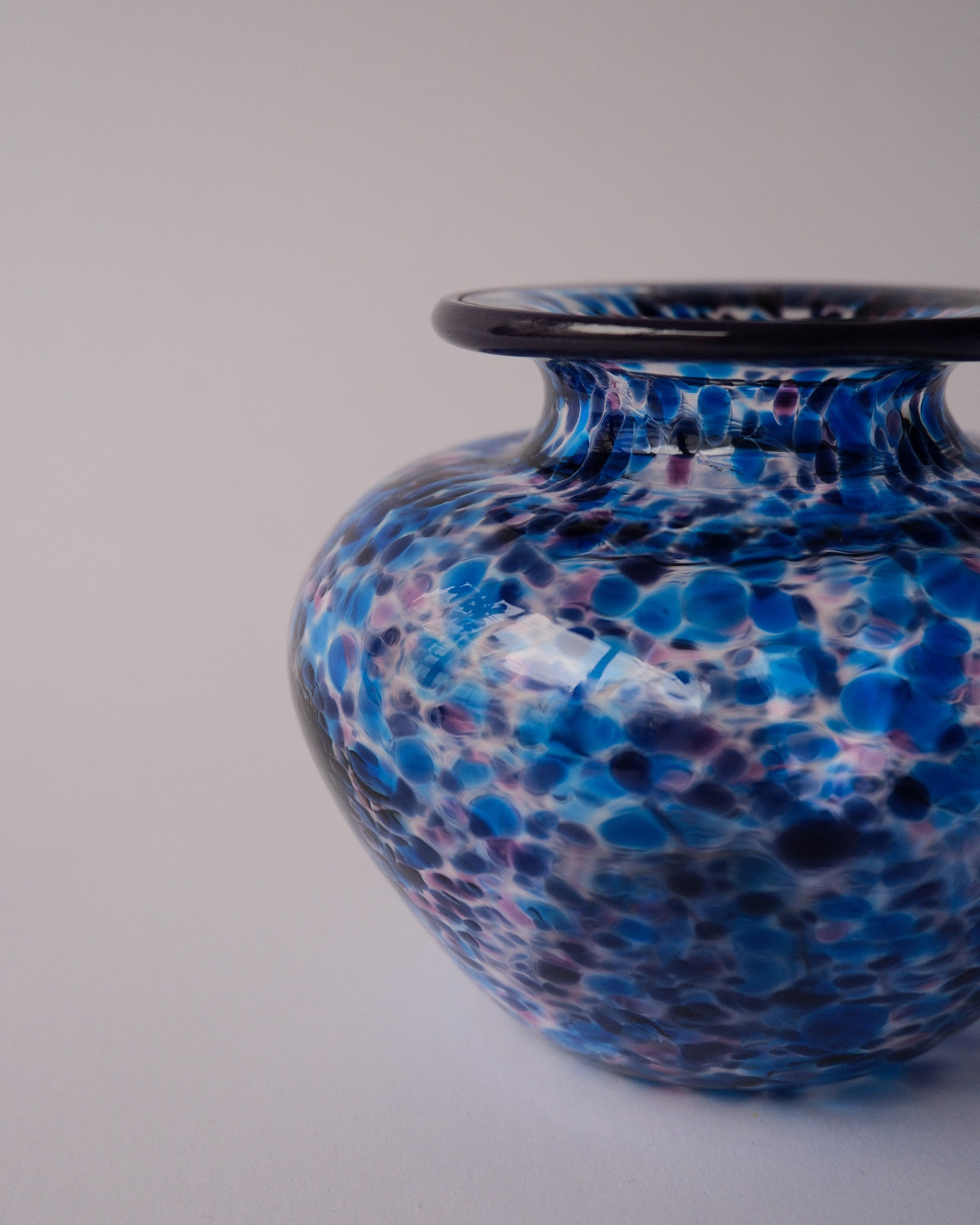 blue art glass vase