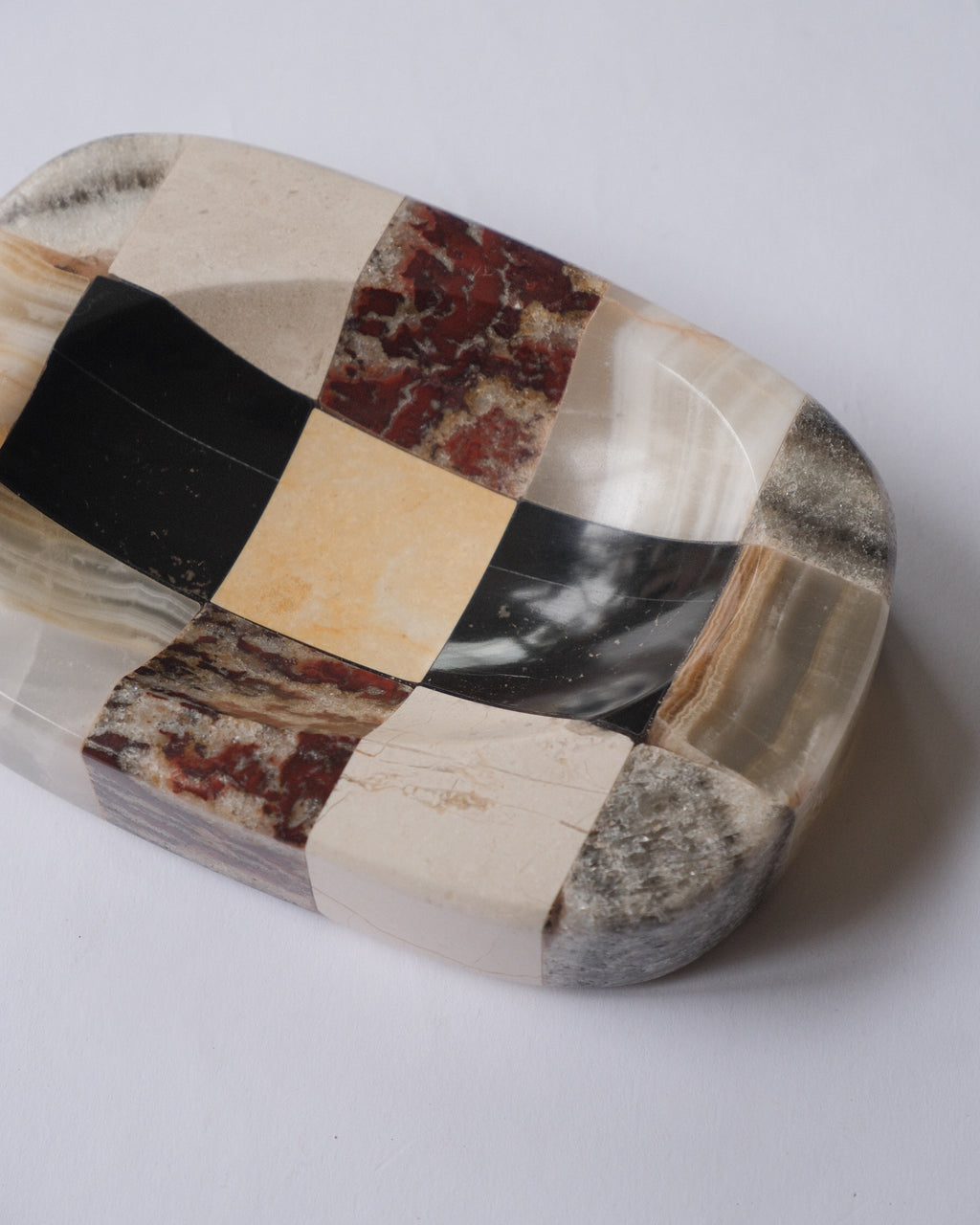 Checker stone ash tray