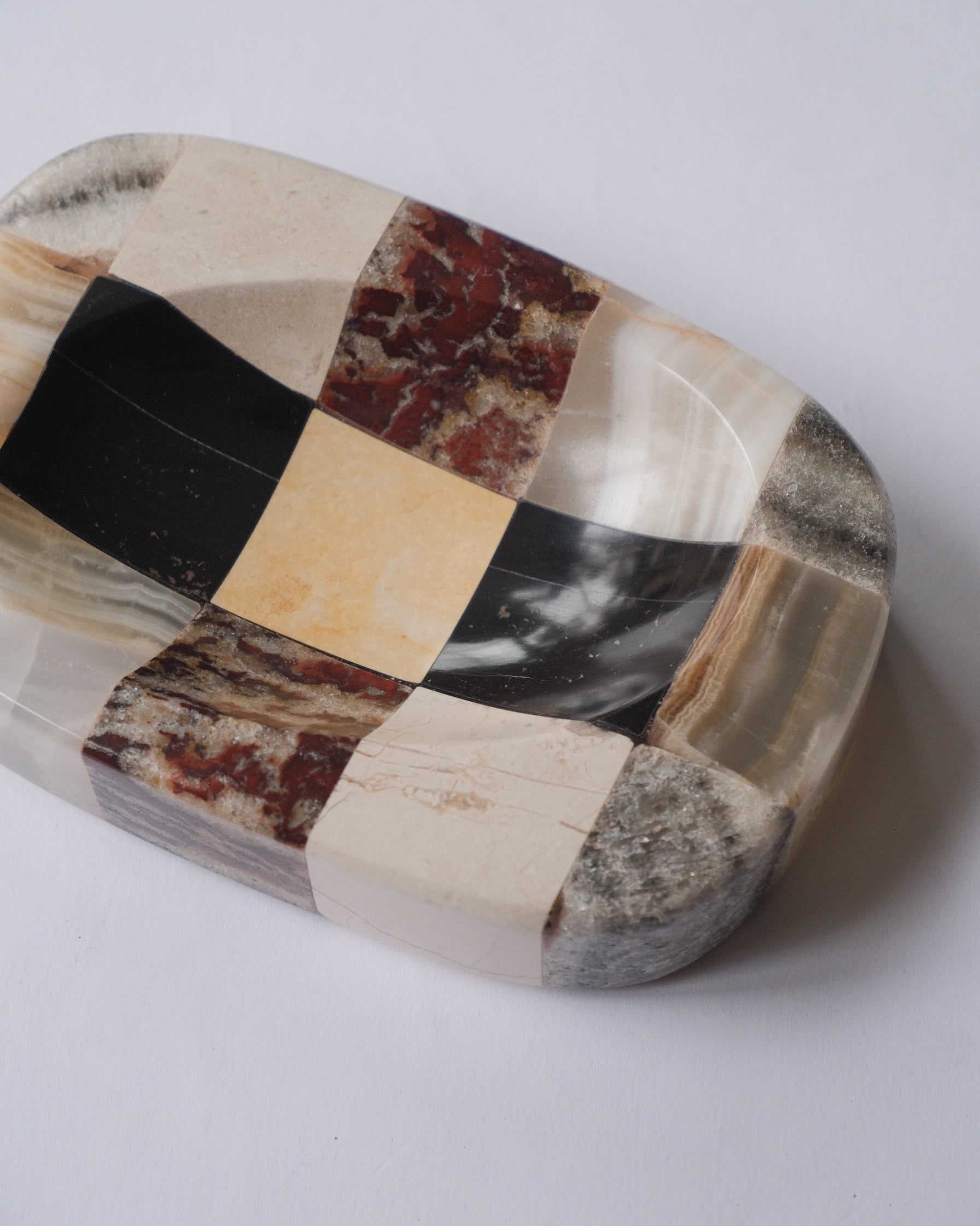 Checker stone ash tray
