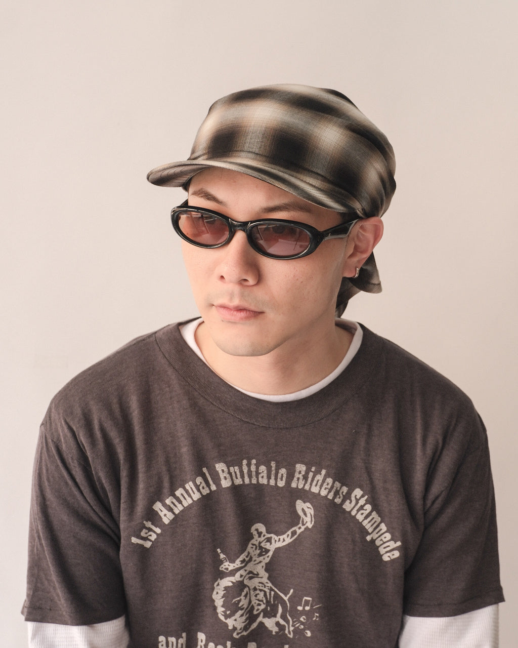 Sowhat Bandanna Cap Ombre check Black