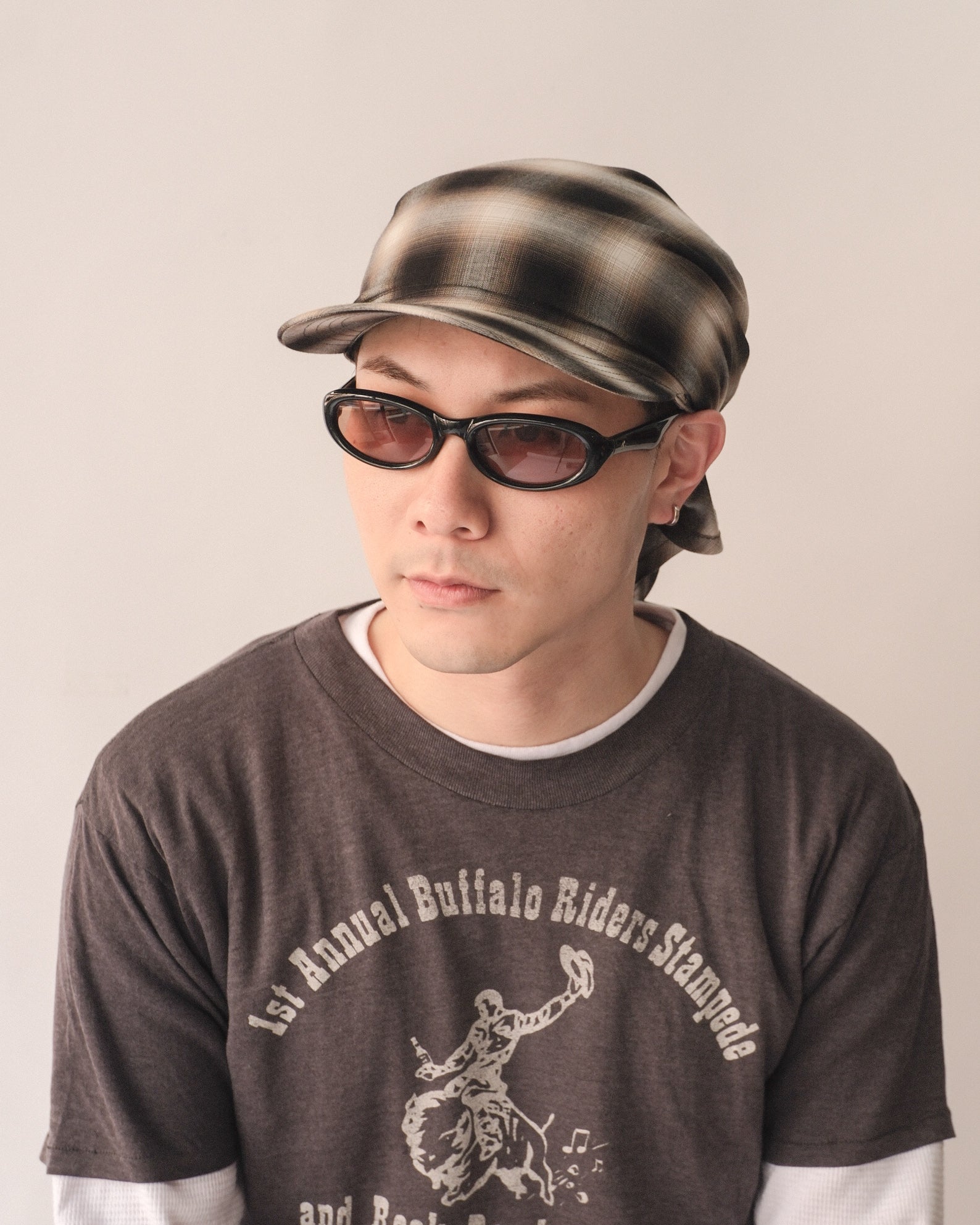 Sowhat Bandanna Cap Ombre check Black