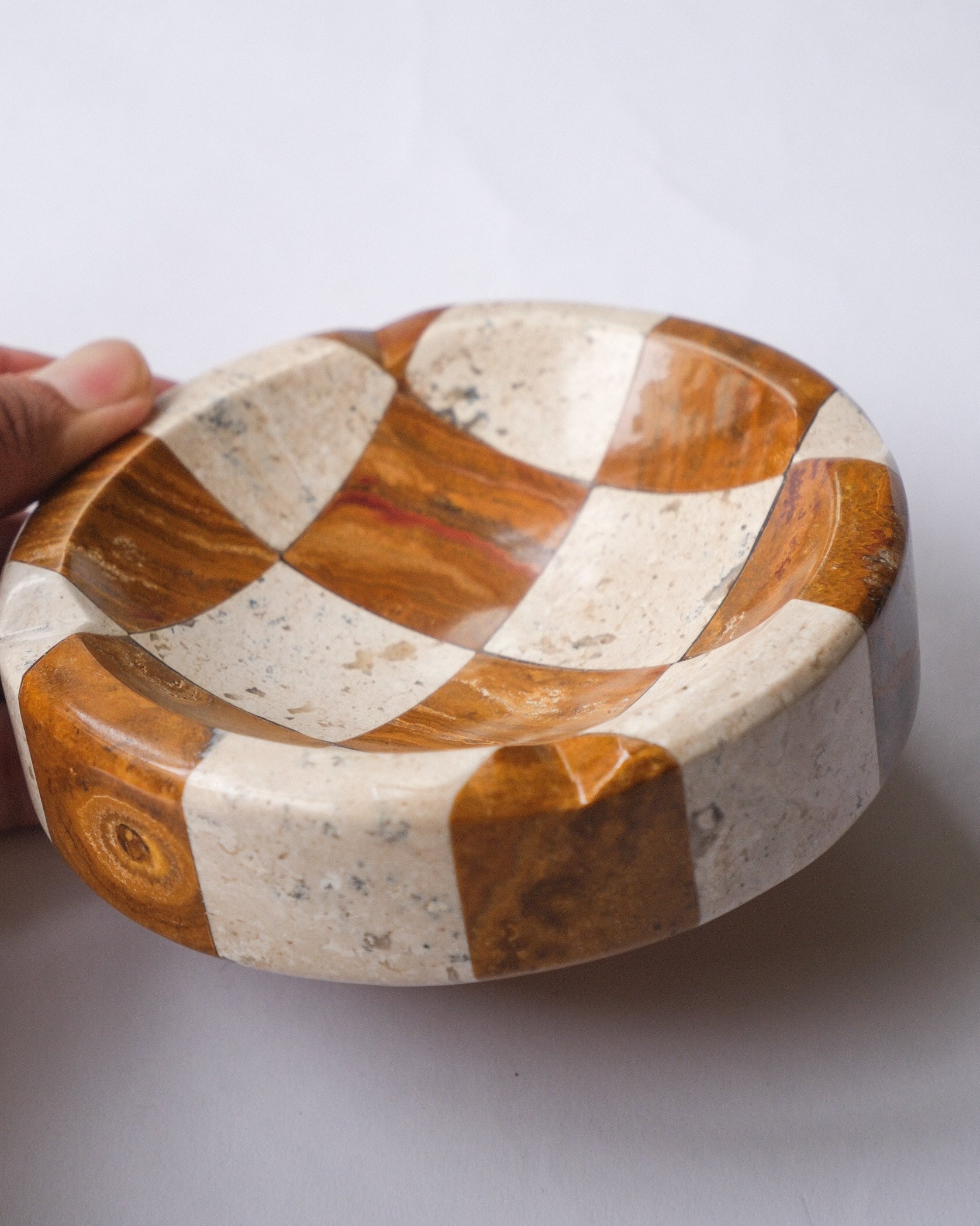 Checker stone ash tray