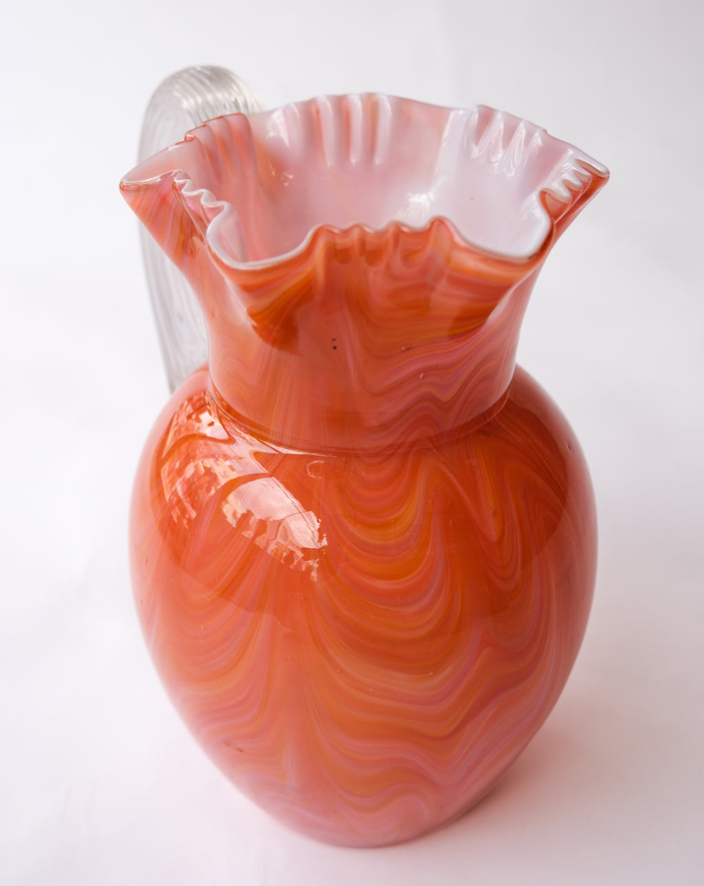 Vintage marble glass pitcher vase