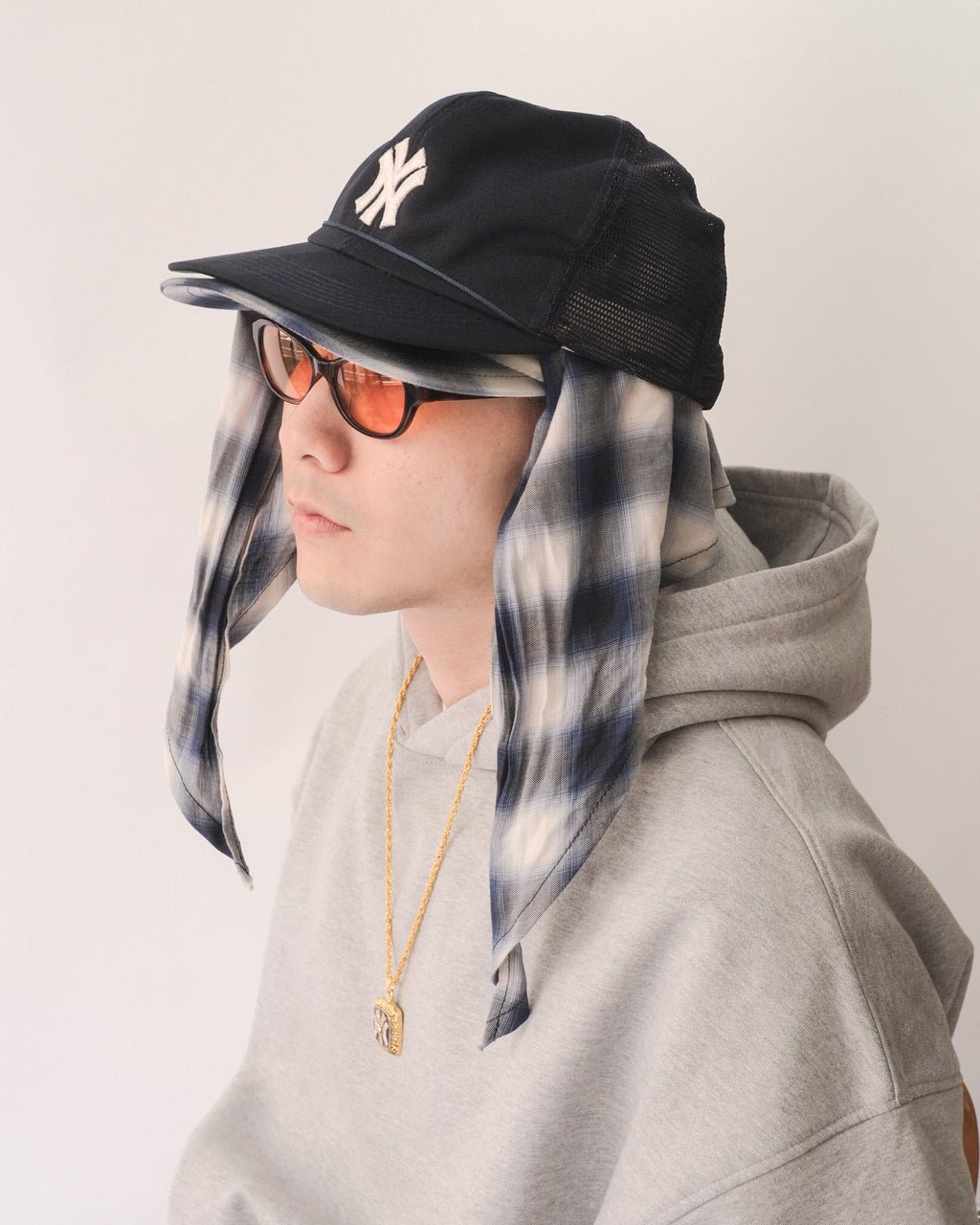 Sowhat Bandanna Cap Ombre check Blue