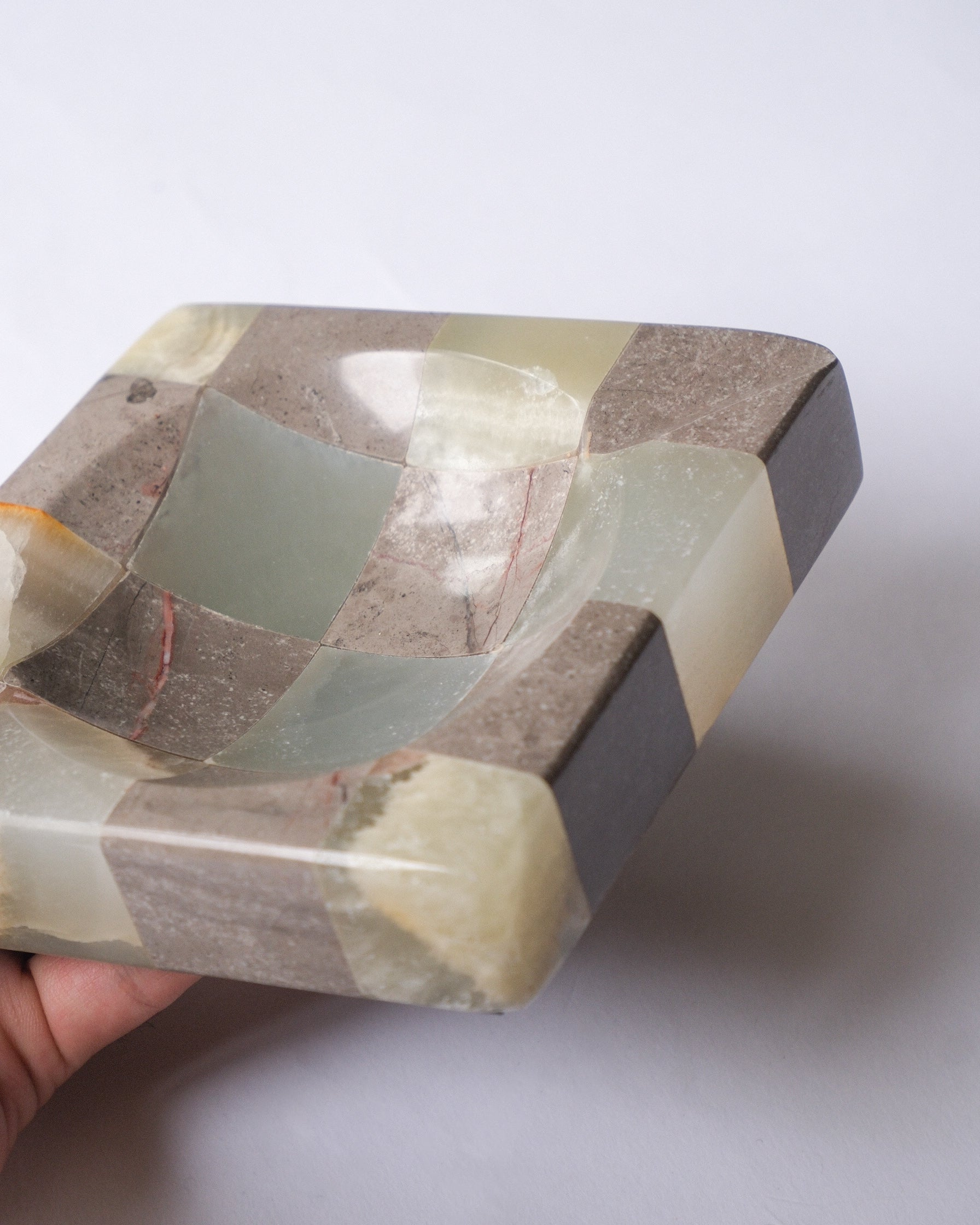 Checker stone ash tray