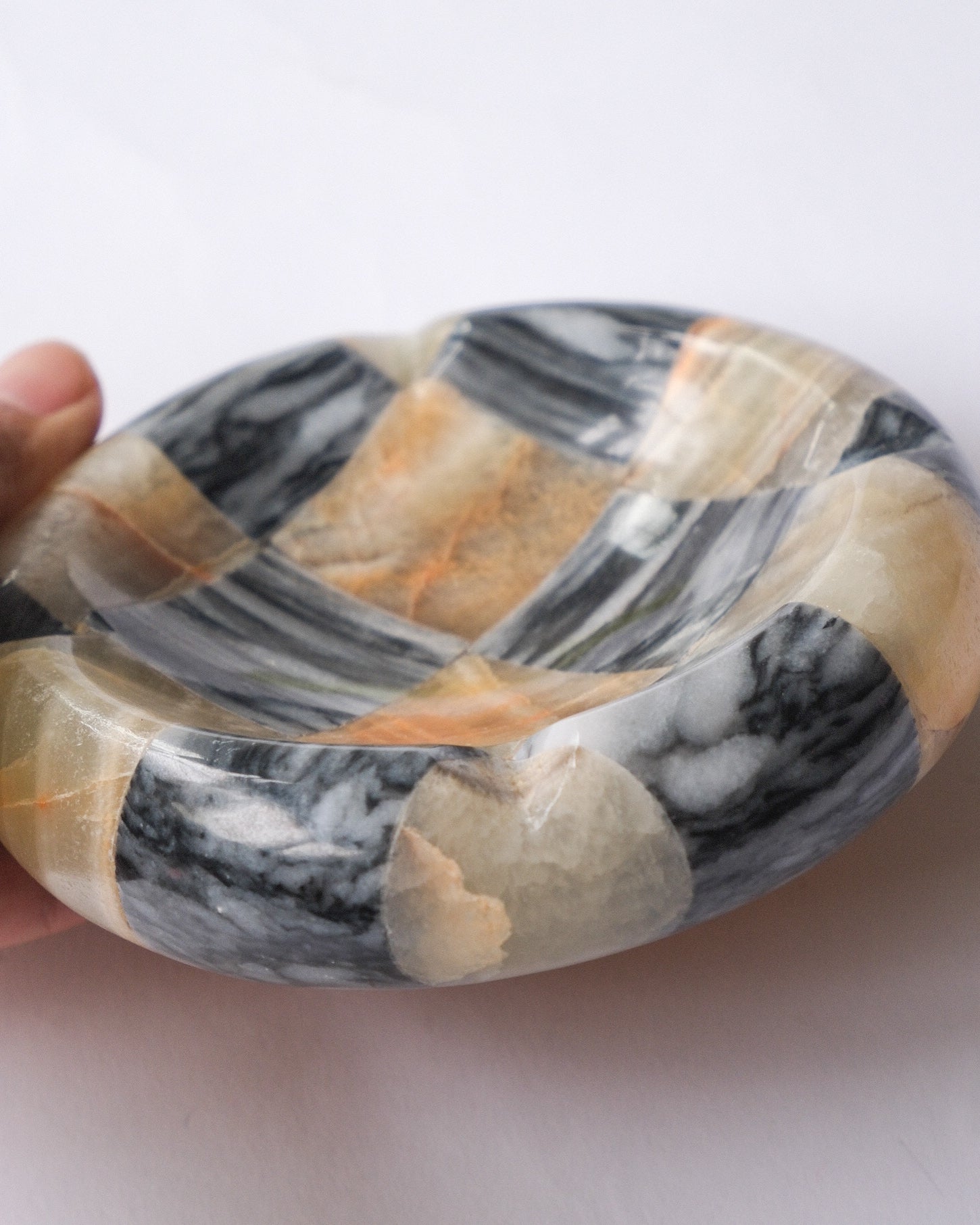 Checker stone ash tray