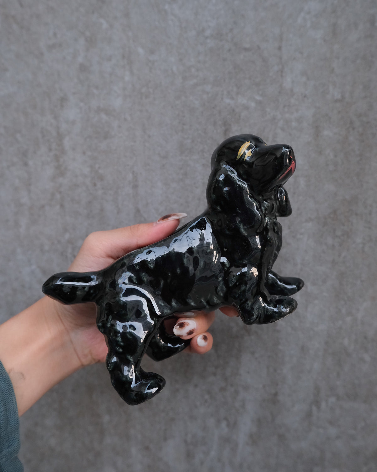 Vintage Black Cocker Spaniel ceramic vase