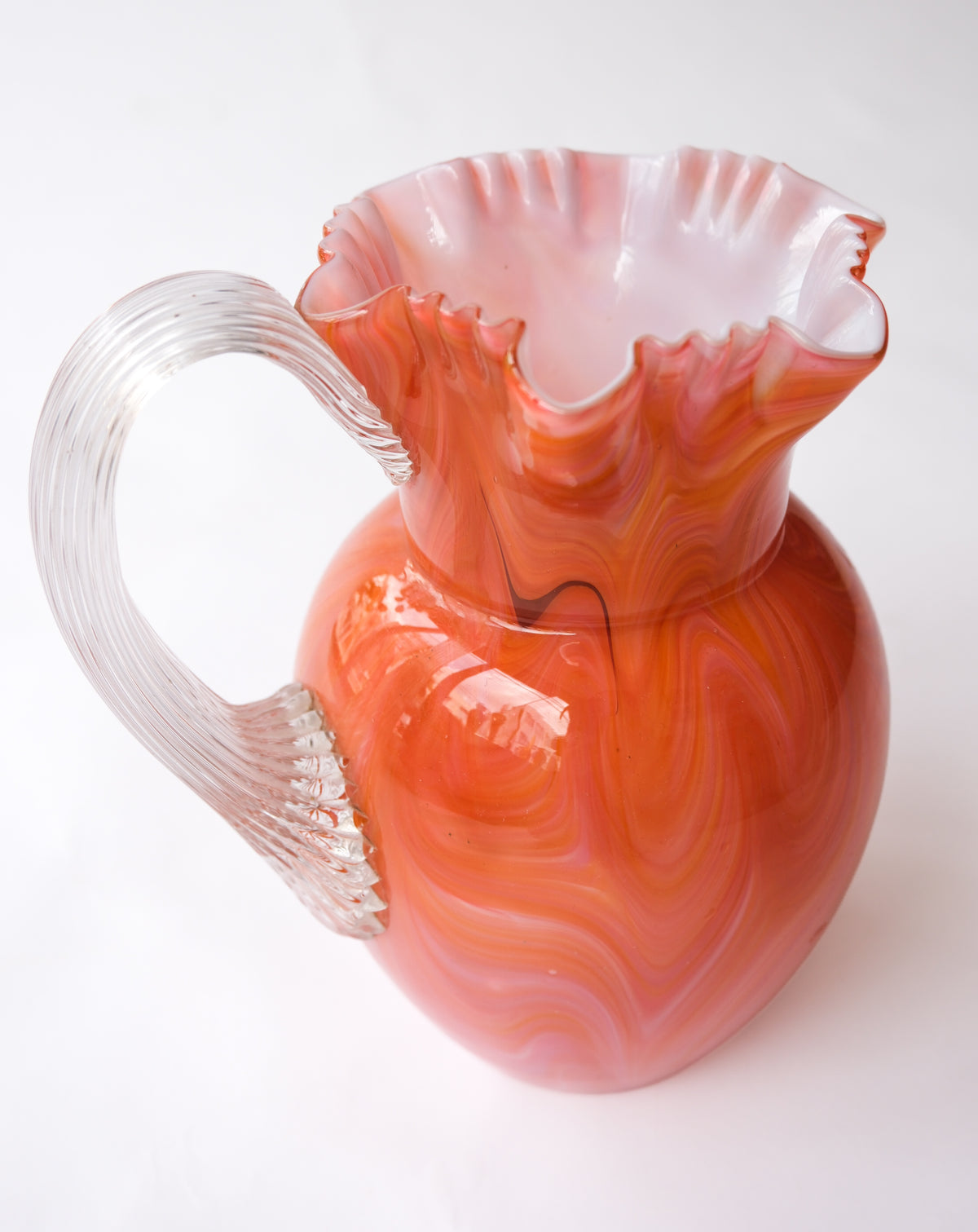 Vintage marble glass pitcher vase