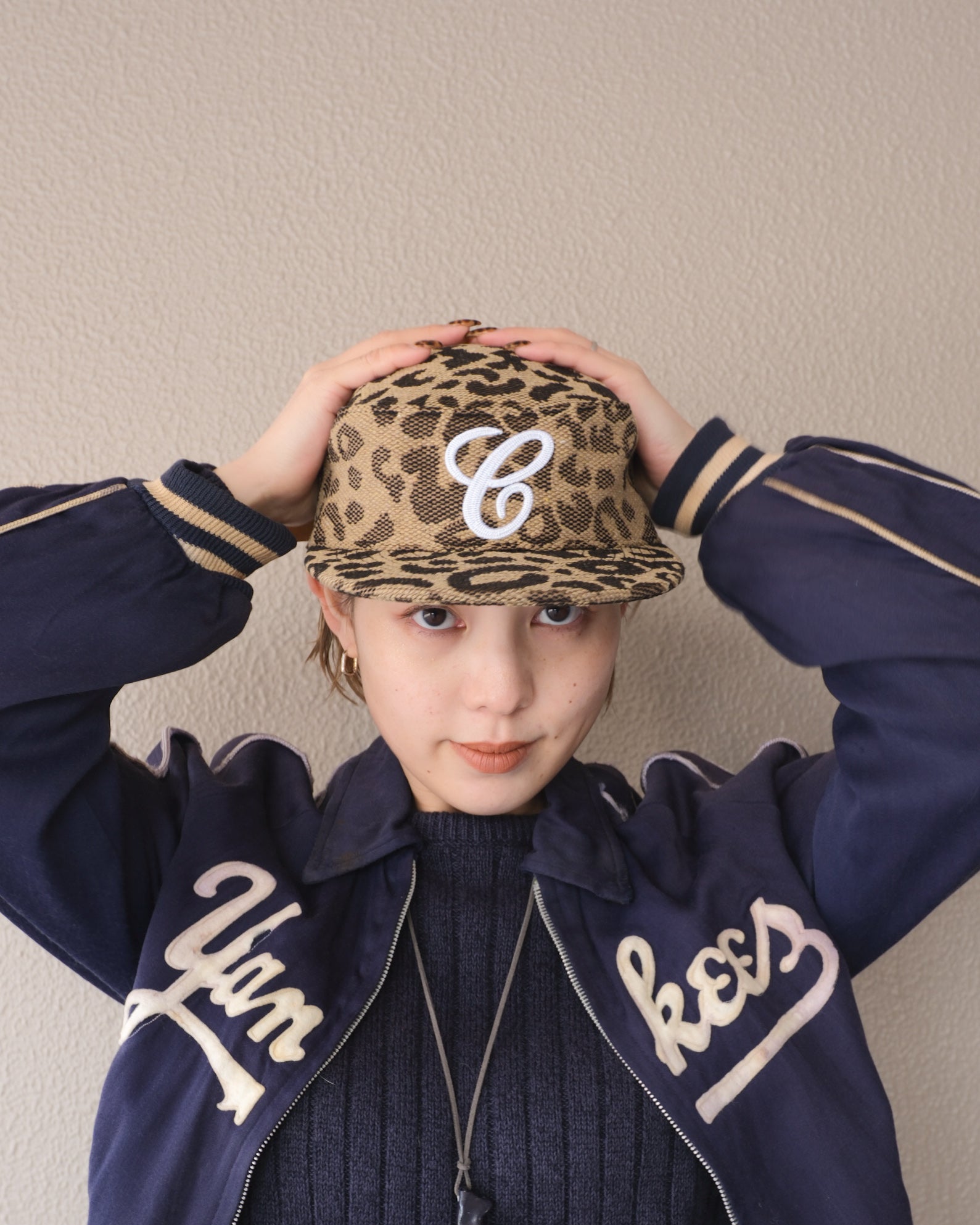 6cRAyon Weave Leopard Print Brimmed Baseball Cap
