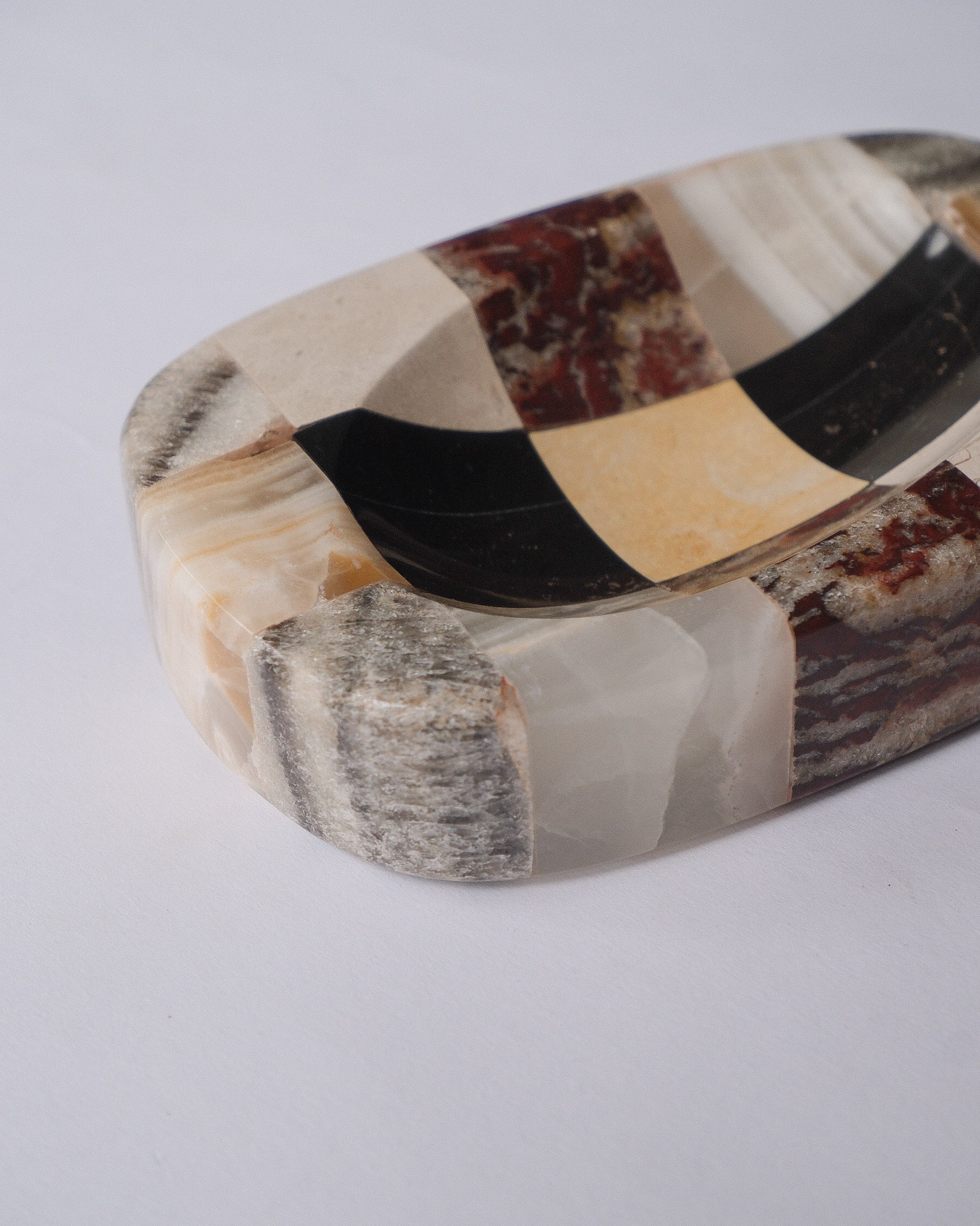 Checker stone ash tray