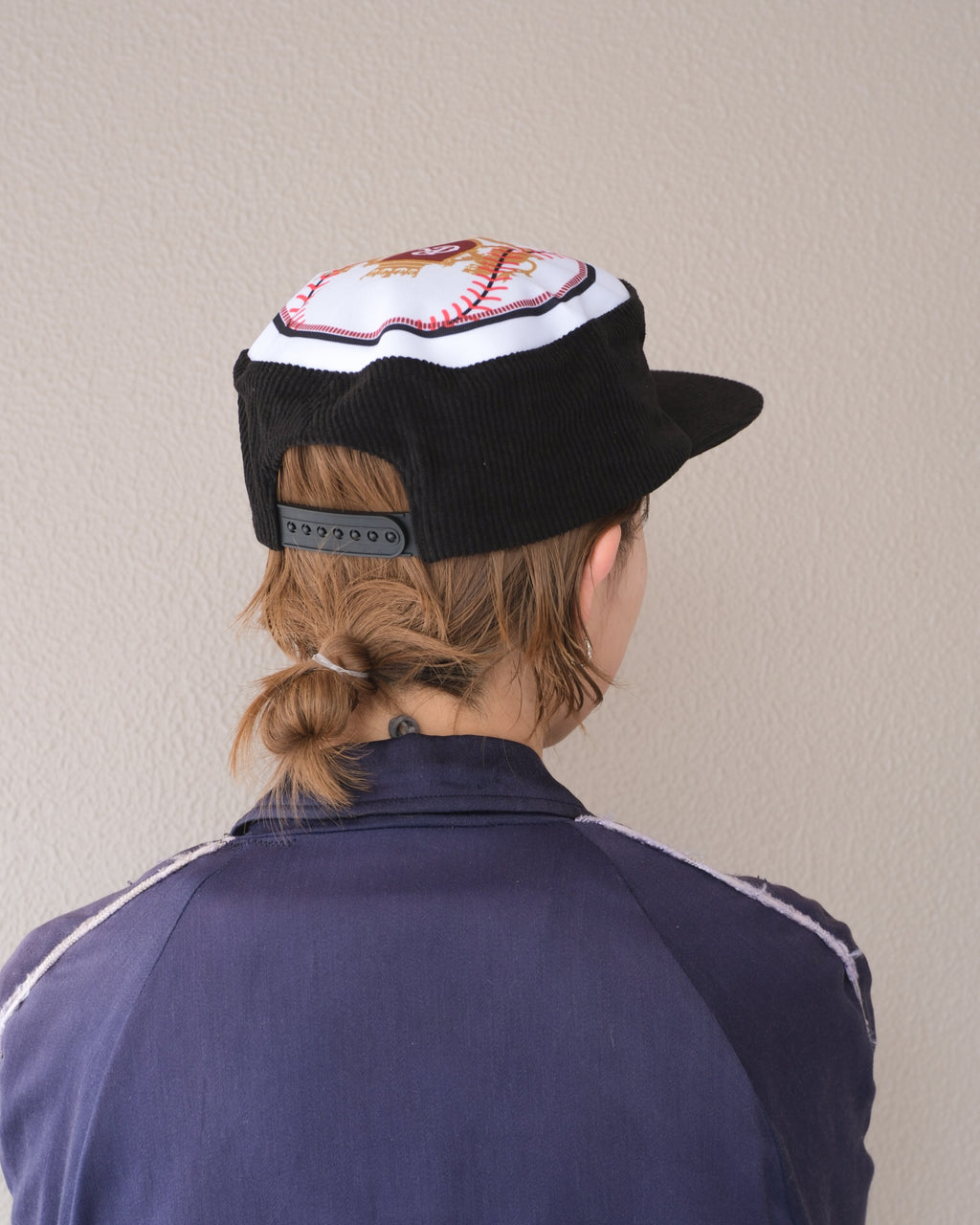 6cRAyon Flat Top Embroidered Corduroy Patchwork Baseball Cap