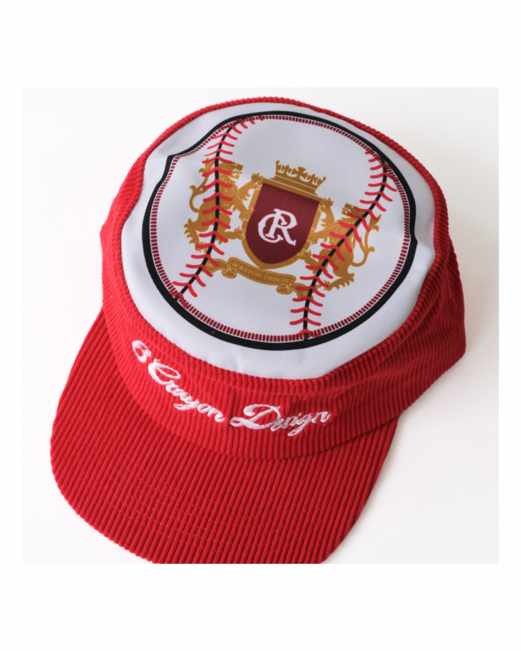 6cRAyon Flat Top Embroidered Corduroy Patchwork Baseball Cap