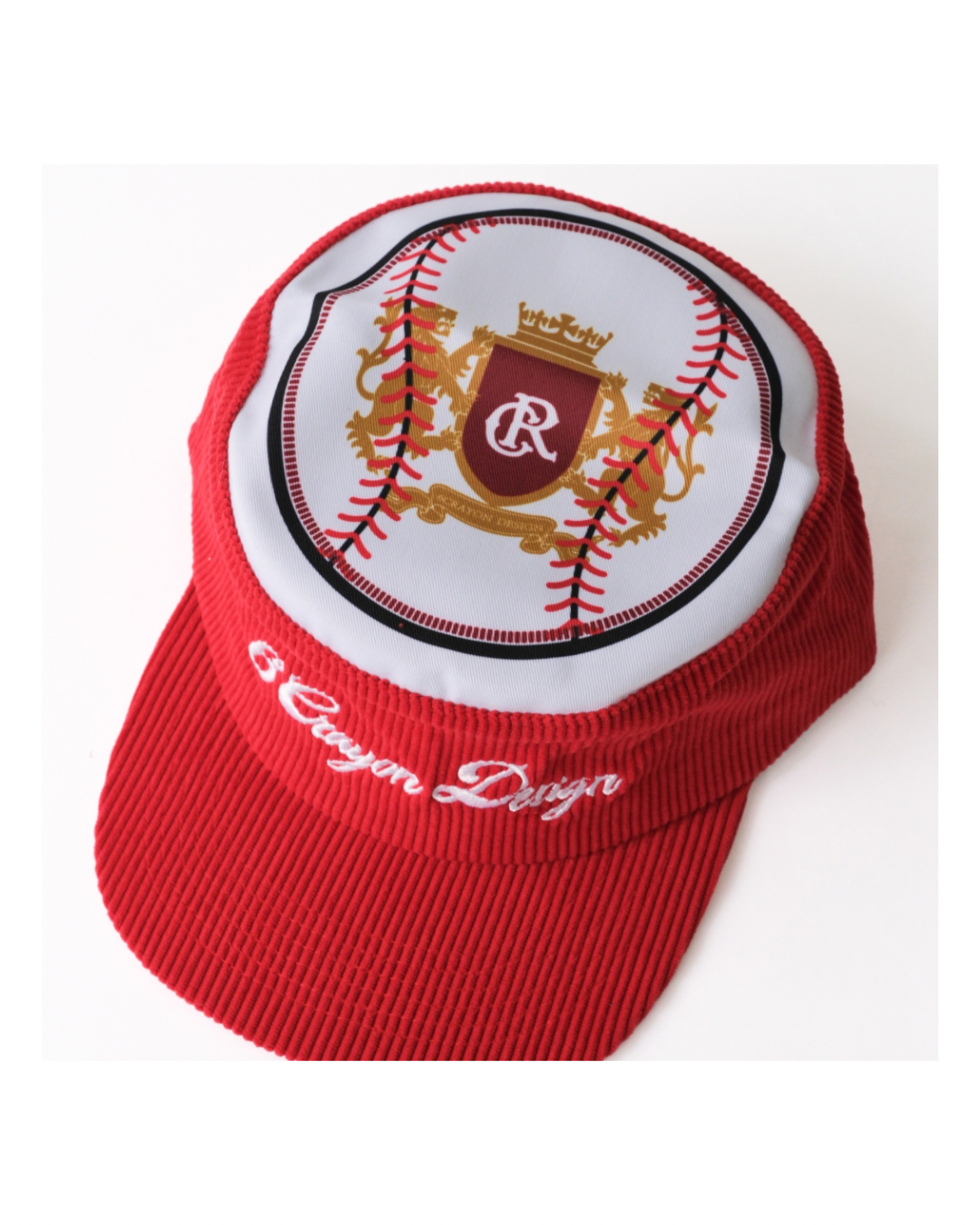 6cRAyon Flat Top Embroidered Corduroy Patchwork Baseball Cap