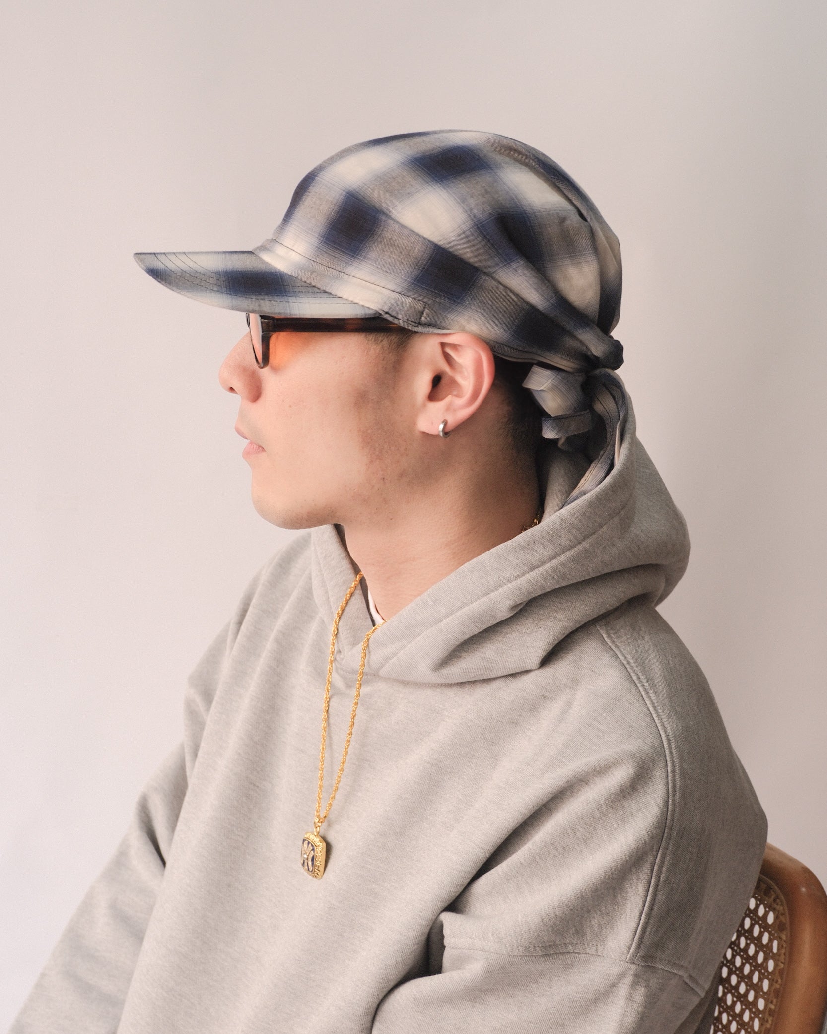 Sowhat Bandanna Cap Ombre check Blue