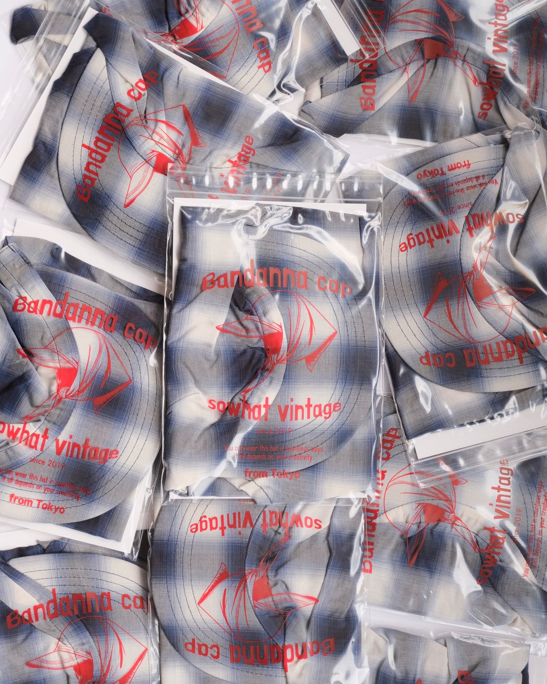 Sowhat Bandanna Cap Ombre check Blue