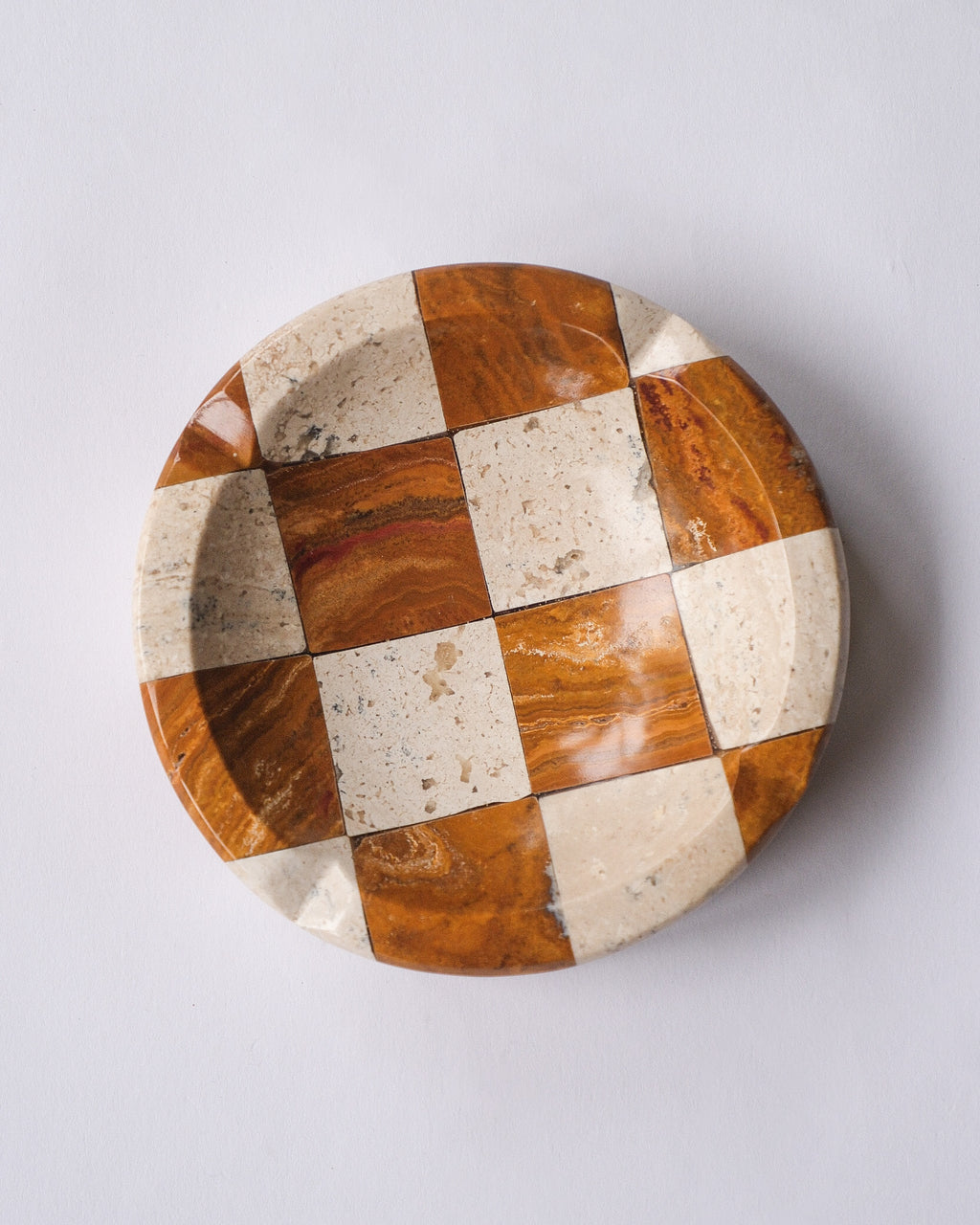 Checker stone ash tray