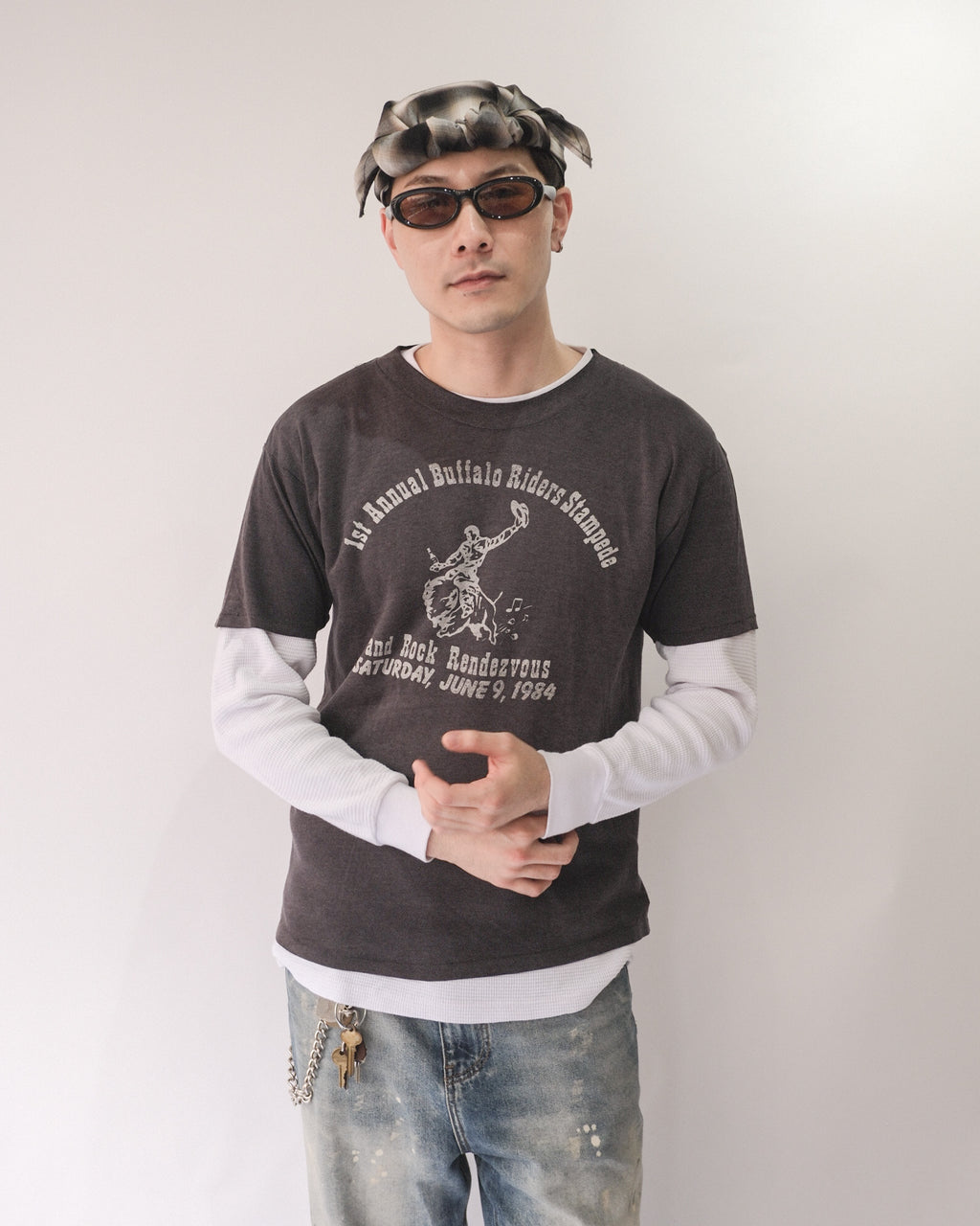 Sowhat Bandanna Cap Ombre check Black