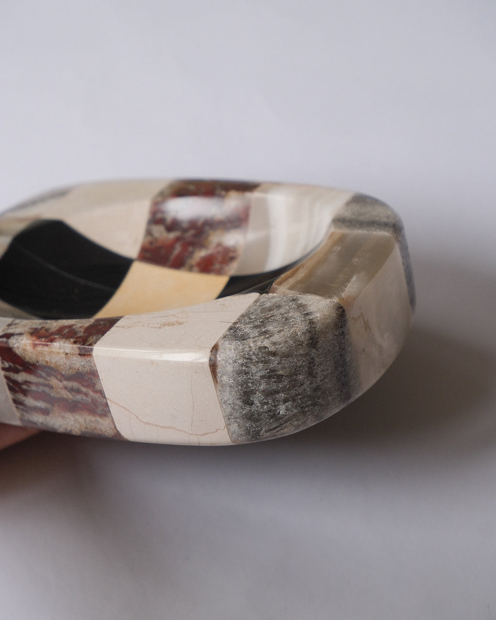 Checker stone ash tray