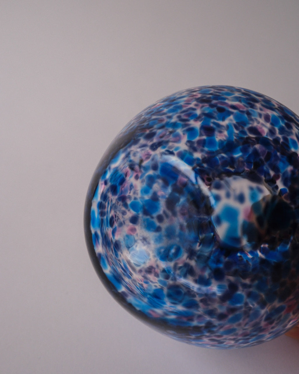 blue art glass vase