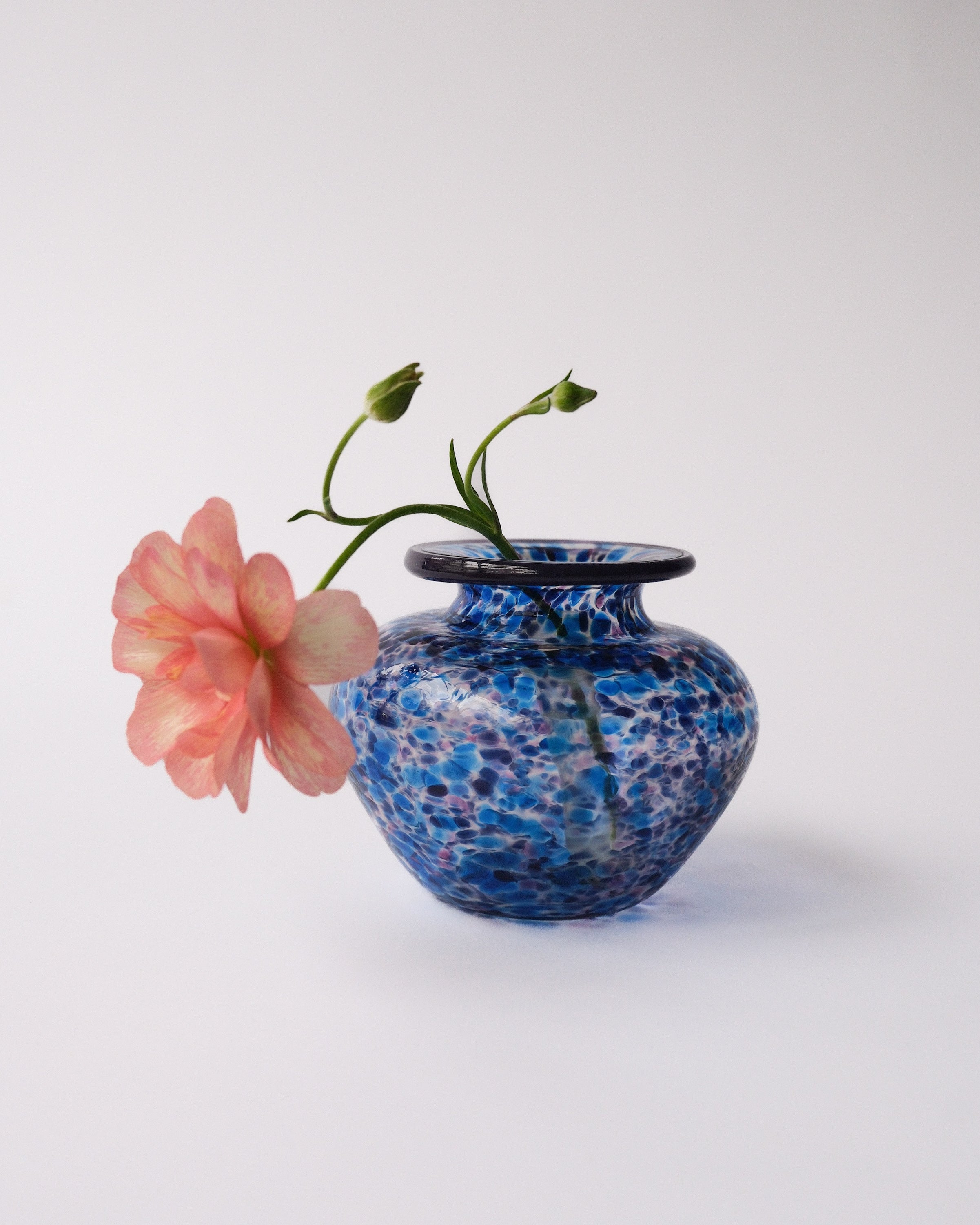 blue art glass vase