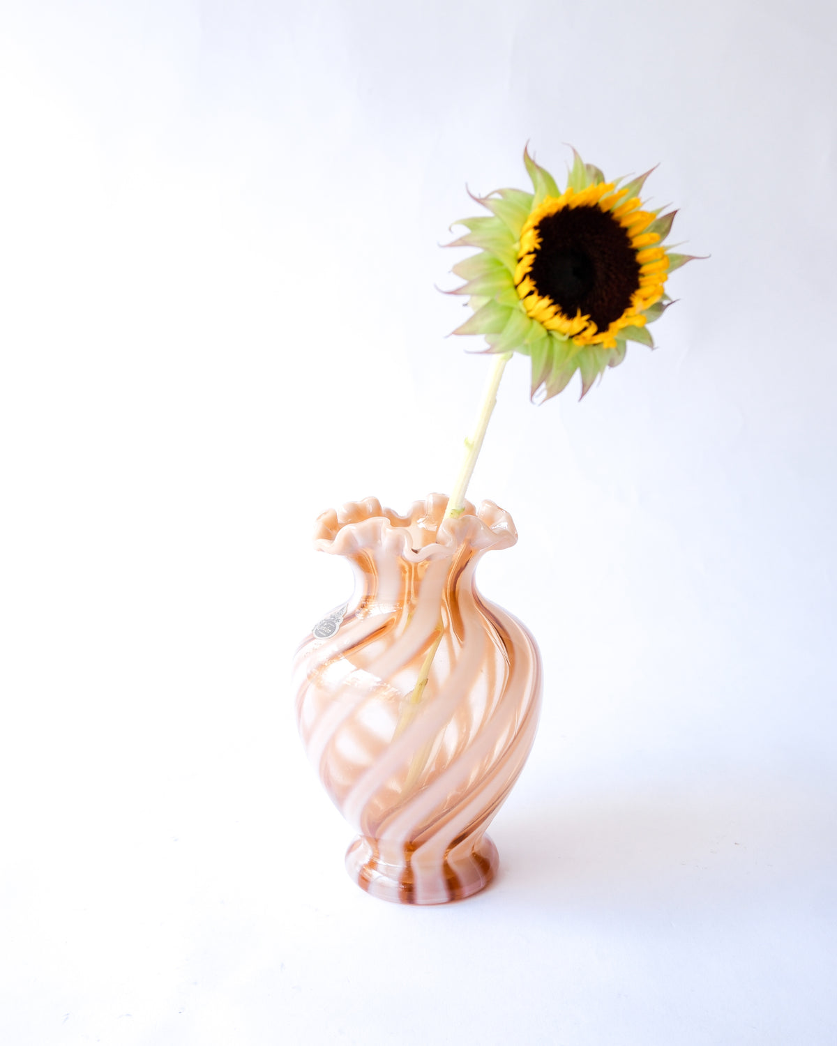 1970s Vintage striped glass vase