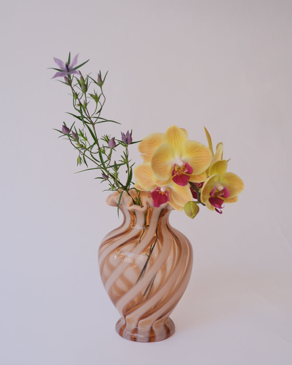 1970s Vintage striped glass vase