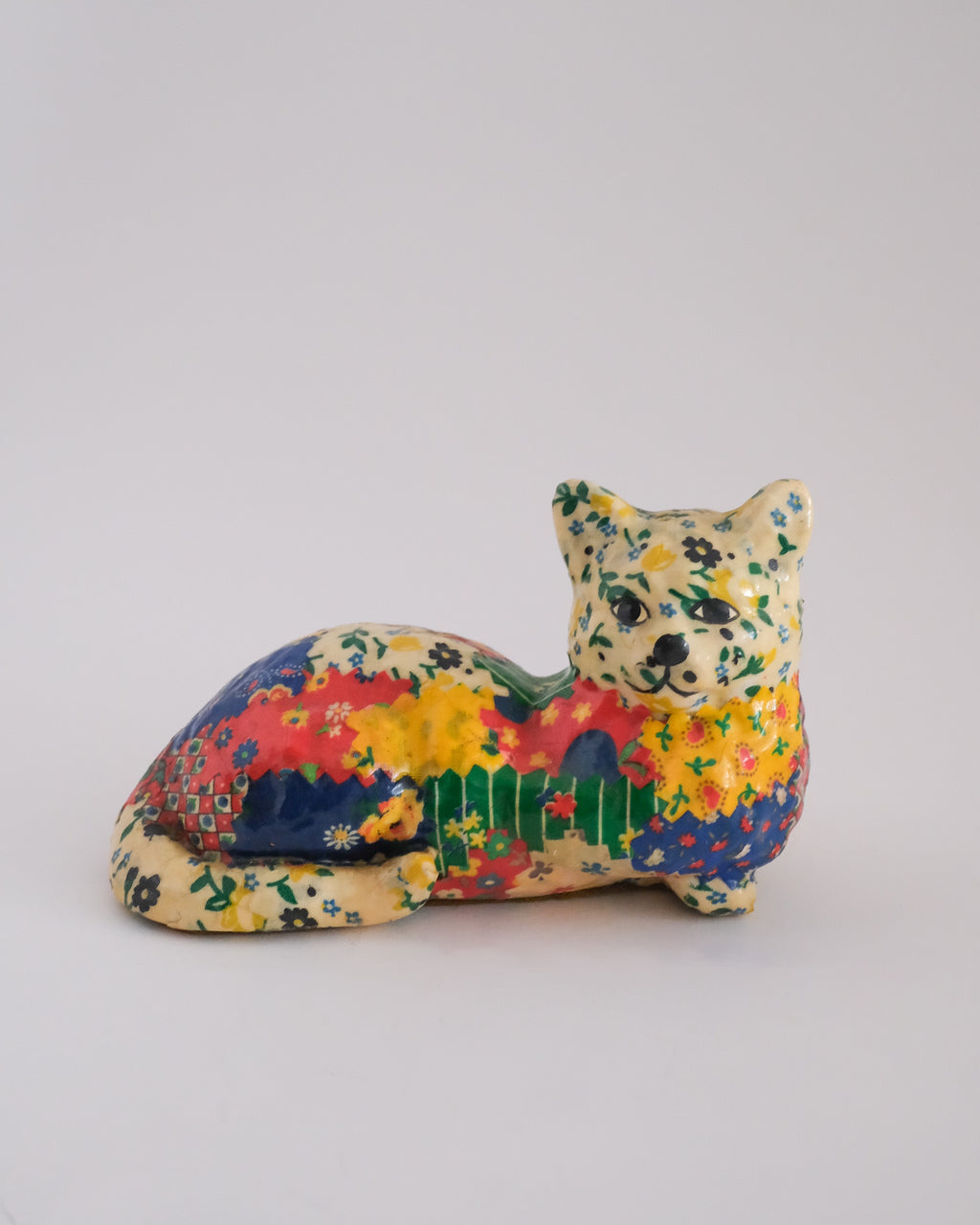 Patchwork cat sculpture
