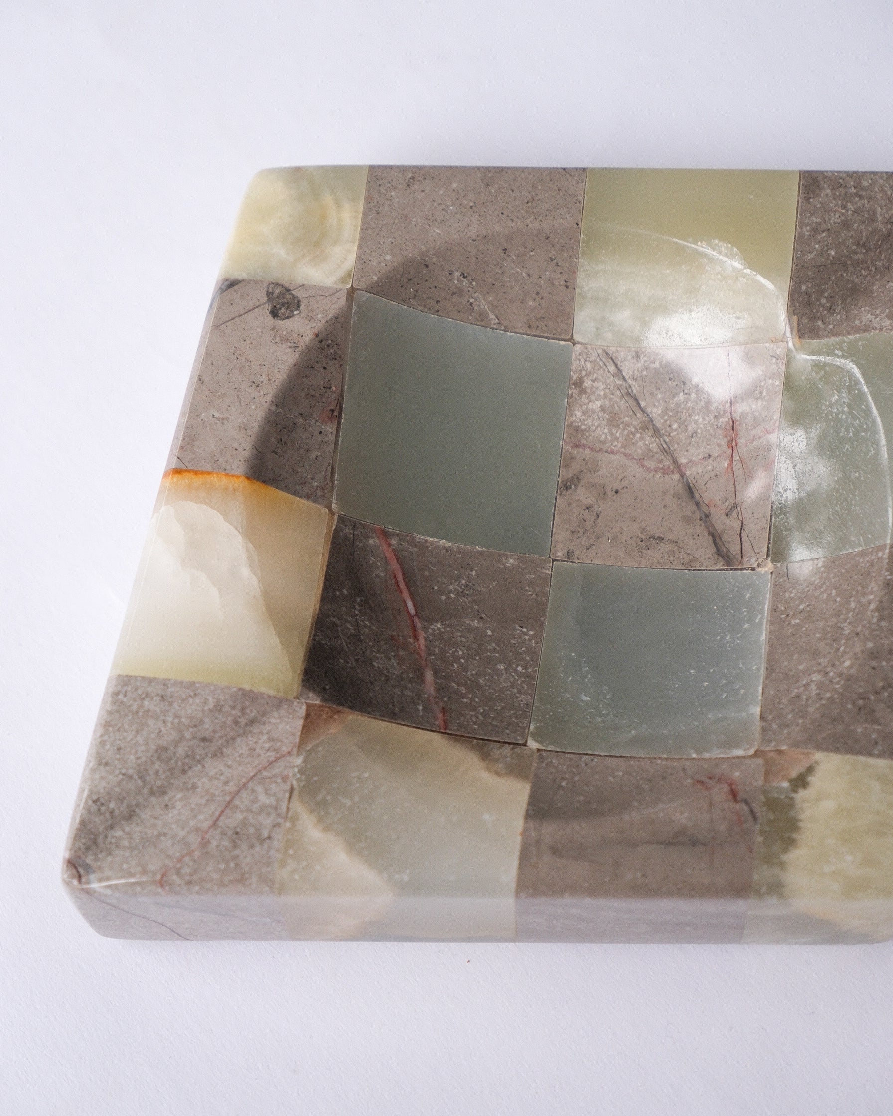 Checker stone ash tray