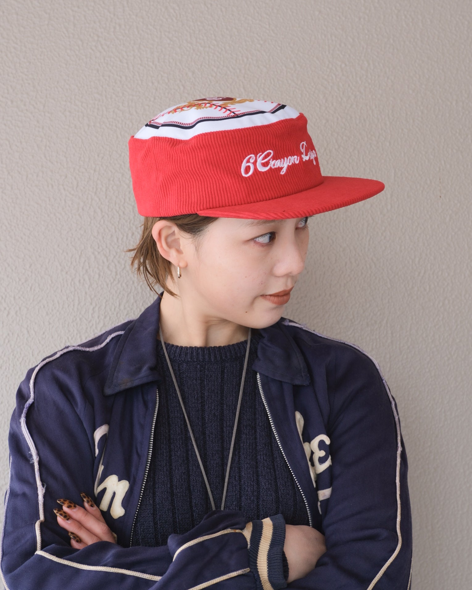 6cRAyon Flat Top Embroidered Corduroy Patchwork Baseball Cap