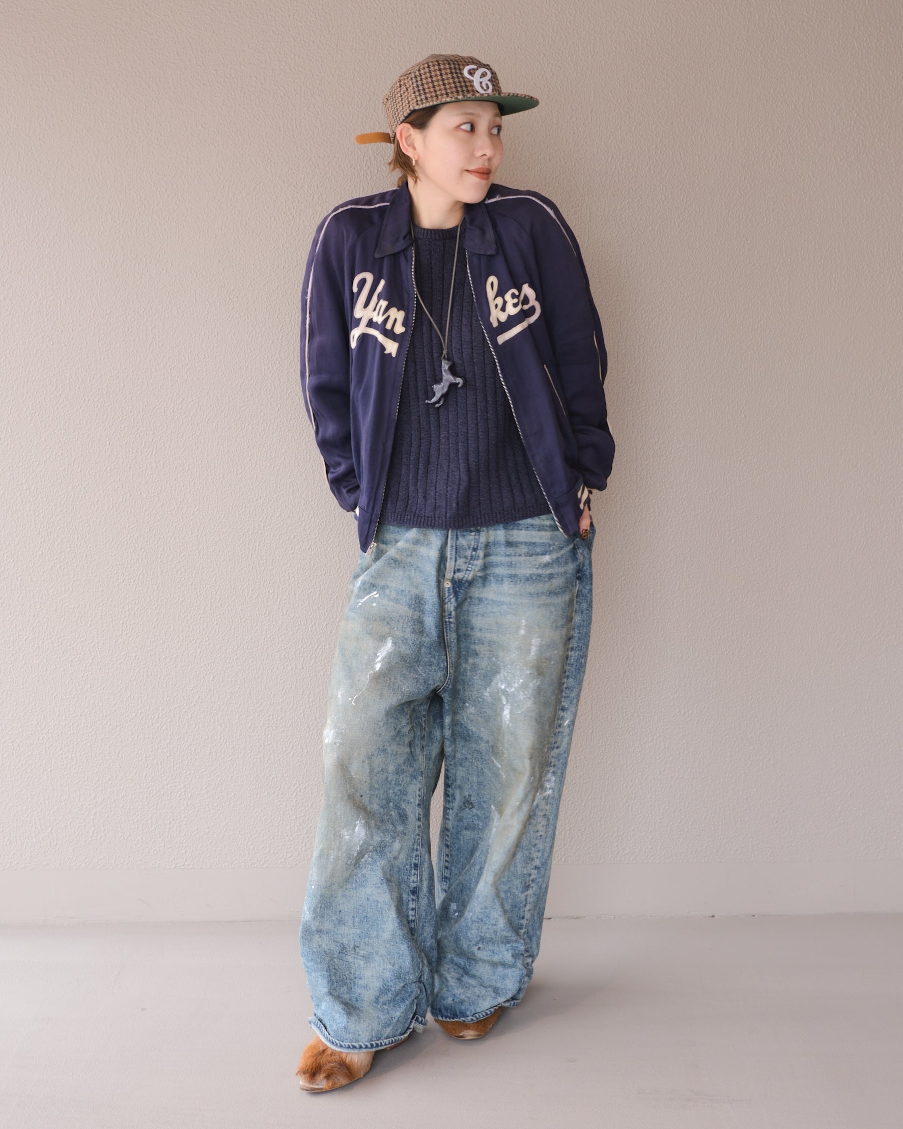 6cRAyon Houndstooth Flat Top Casual Baseball Cap