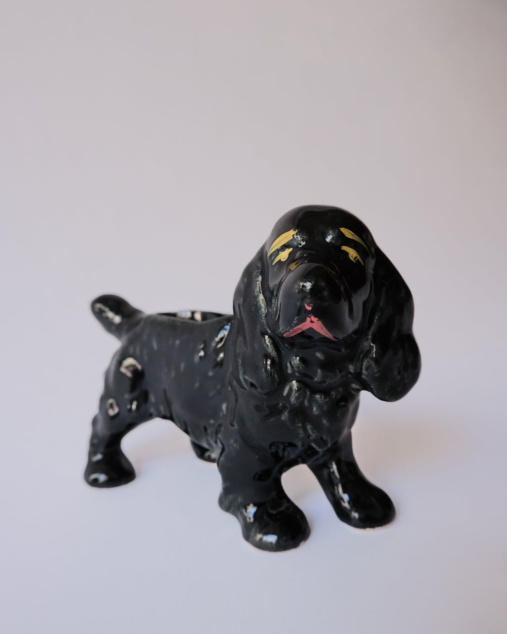 Vintage Black Cocker Spaniel ceramic vase