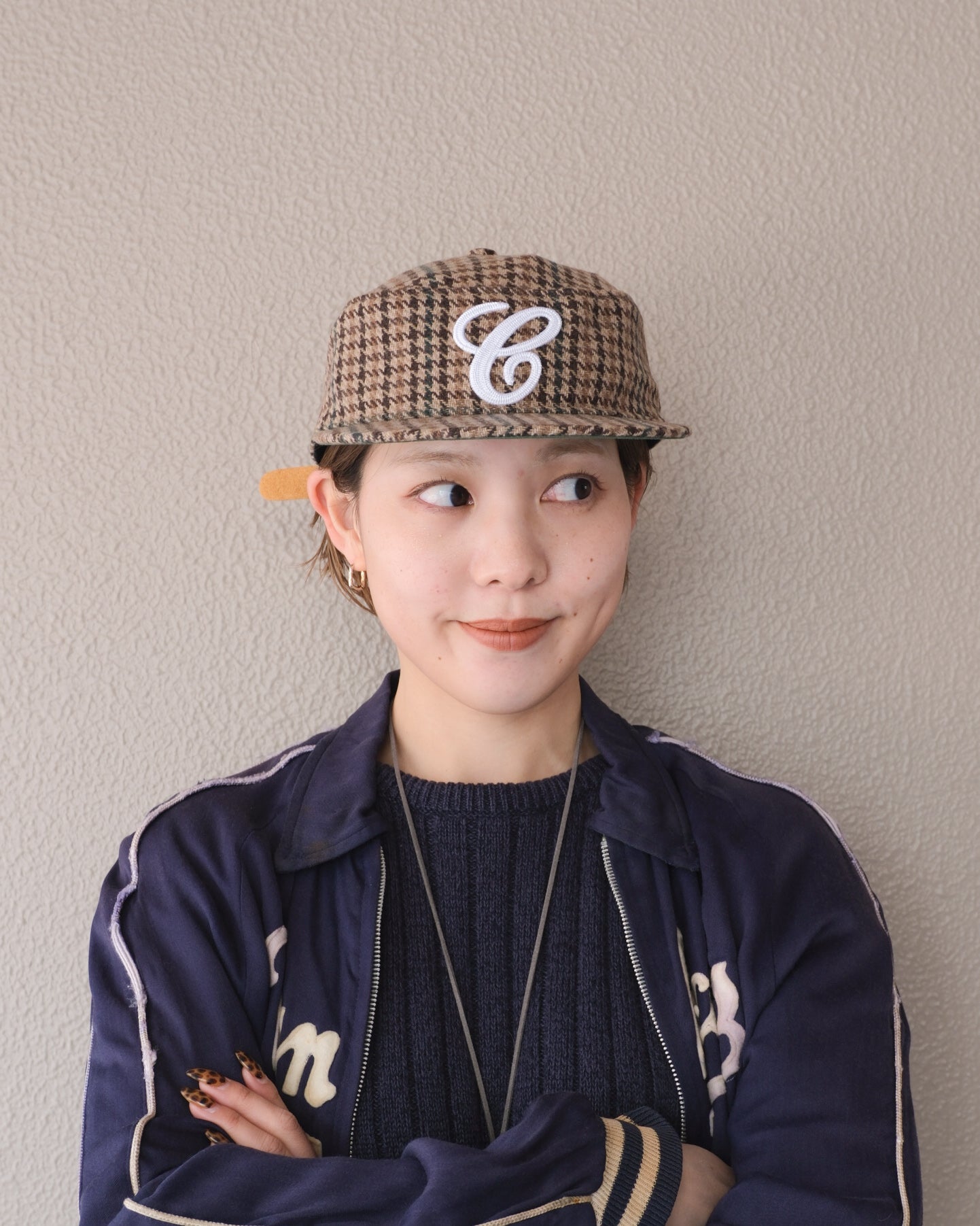 6cRAyon Houndstooth Flat Top Casual Baseball Cap