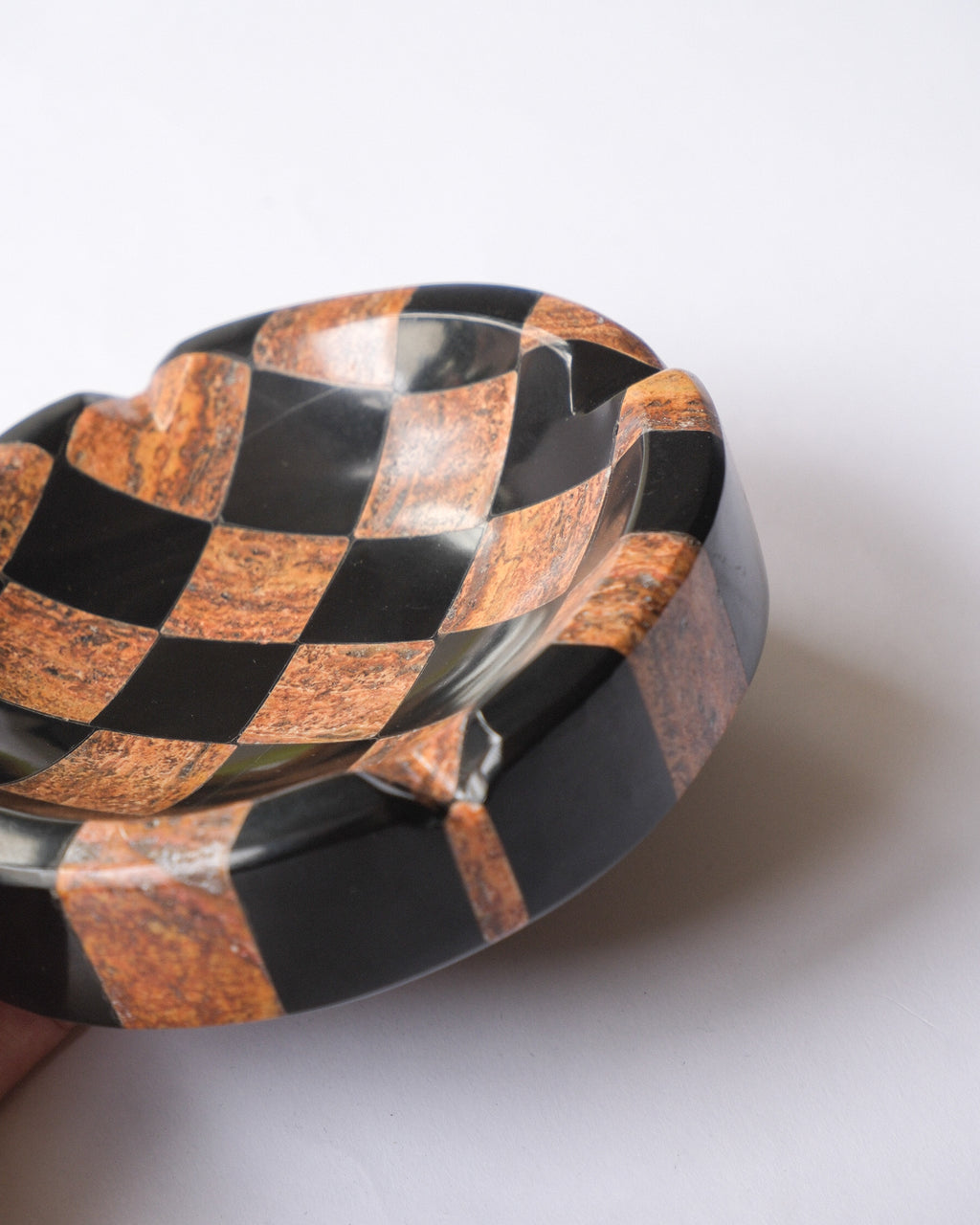 Checker stone ash tray