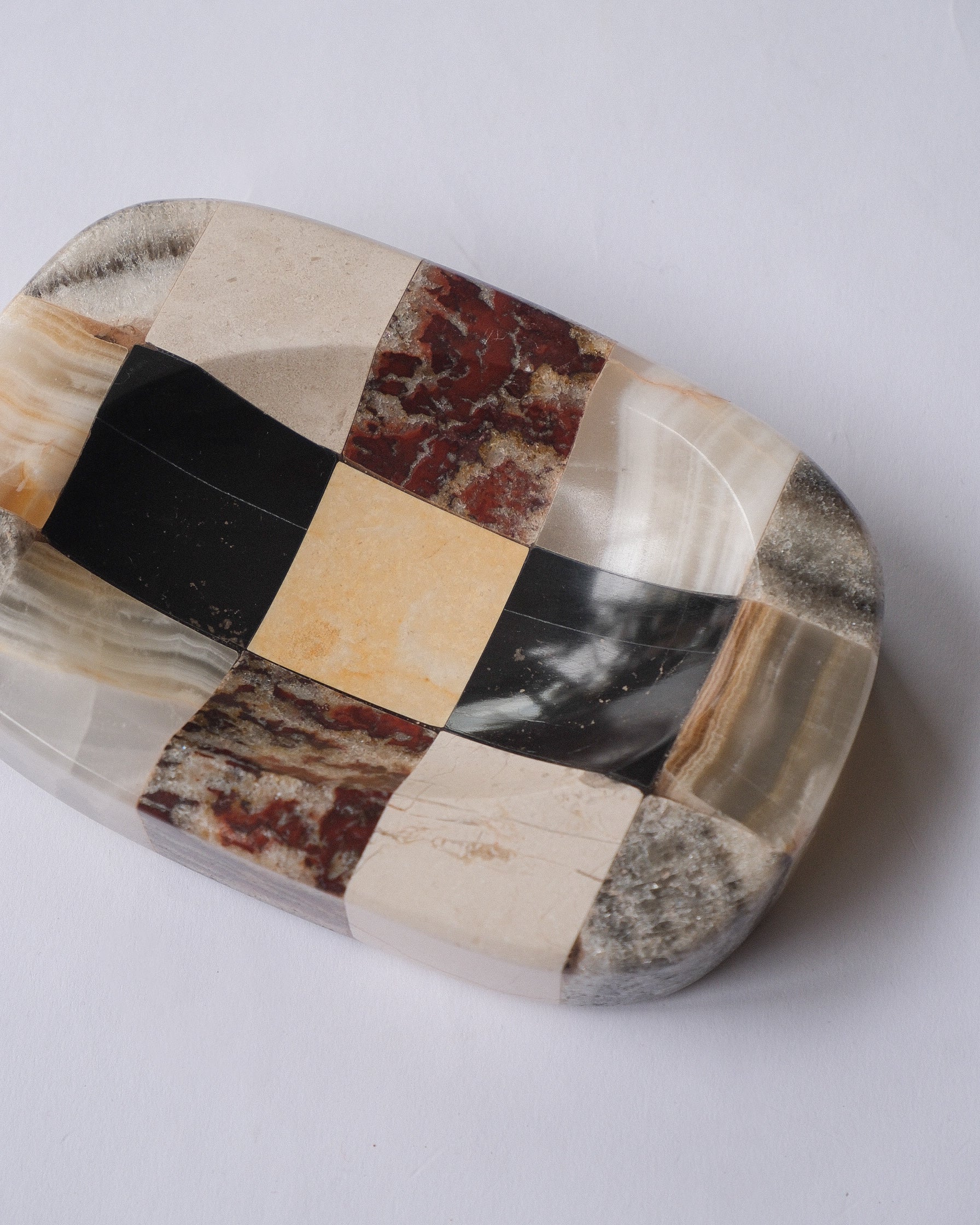 Checker stone ash tray
