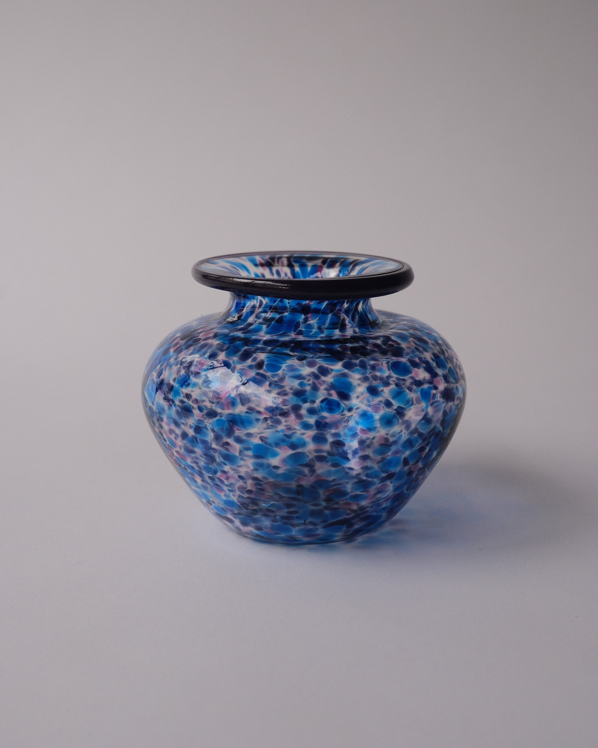 blue art glass vase