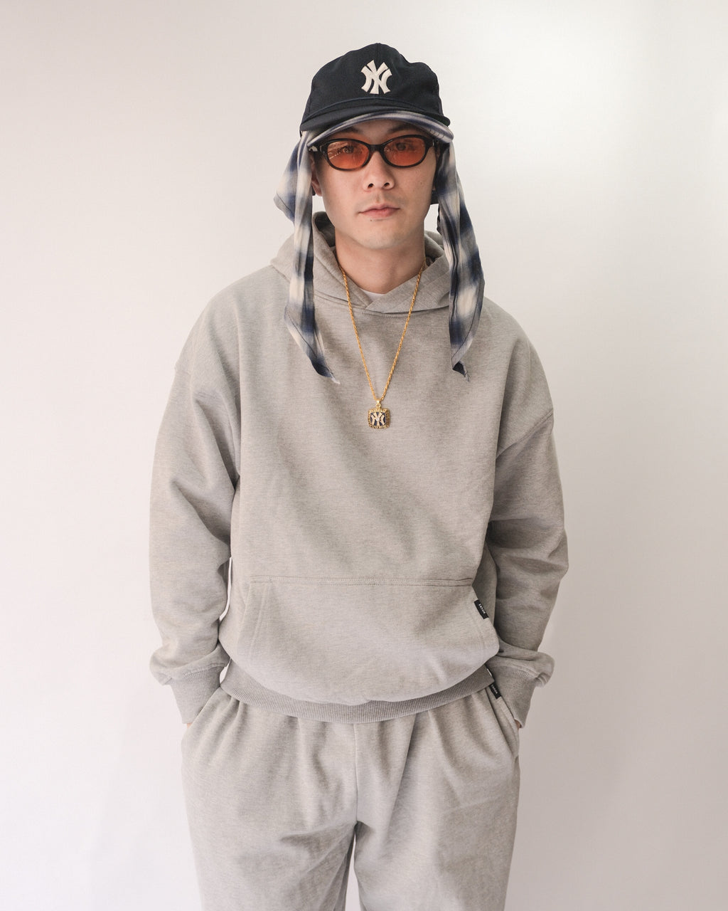 Sowhat Bandanna Cap Ombre check Blue