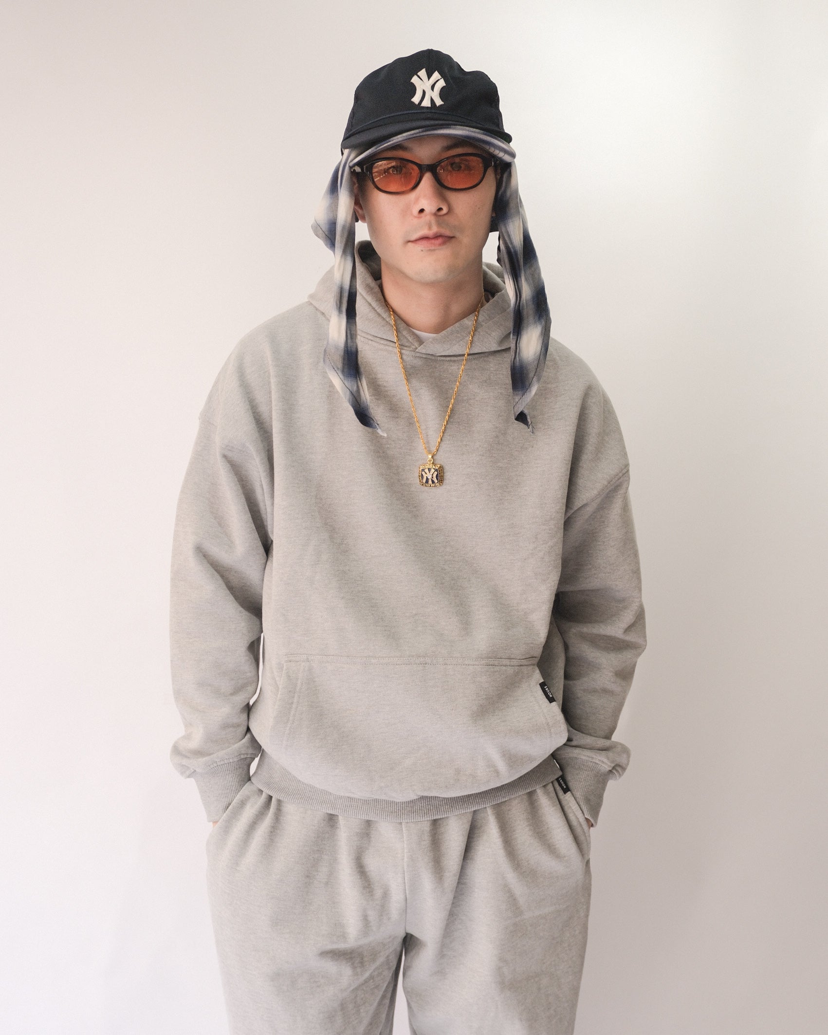 Sowhat Bandanna Cap Ombre check Blue