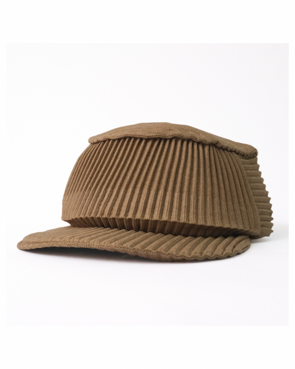 6cRAyon Pleated Flat Top Stretch Baseball Cap