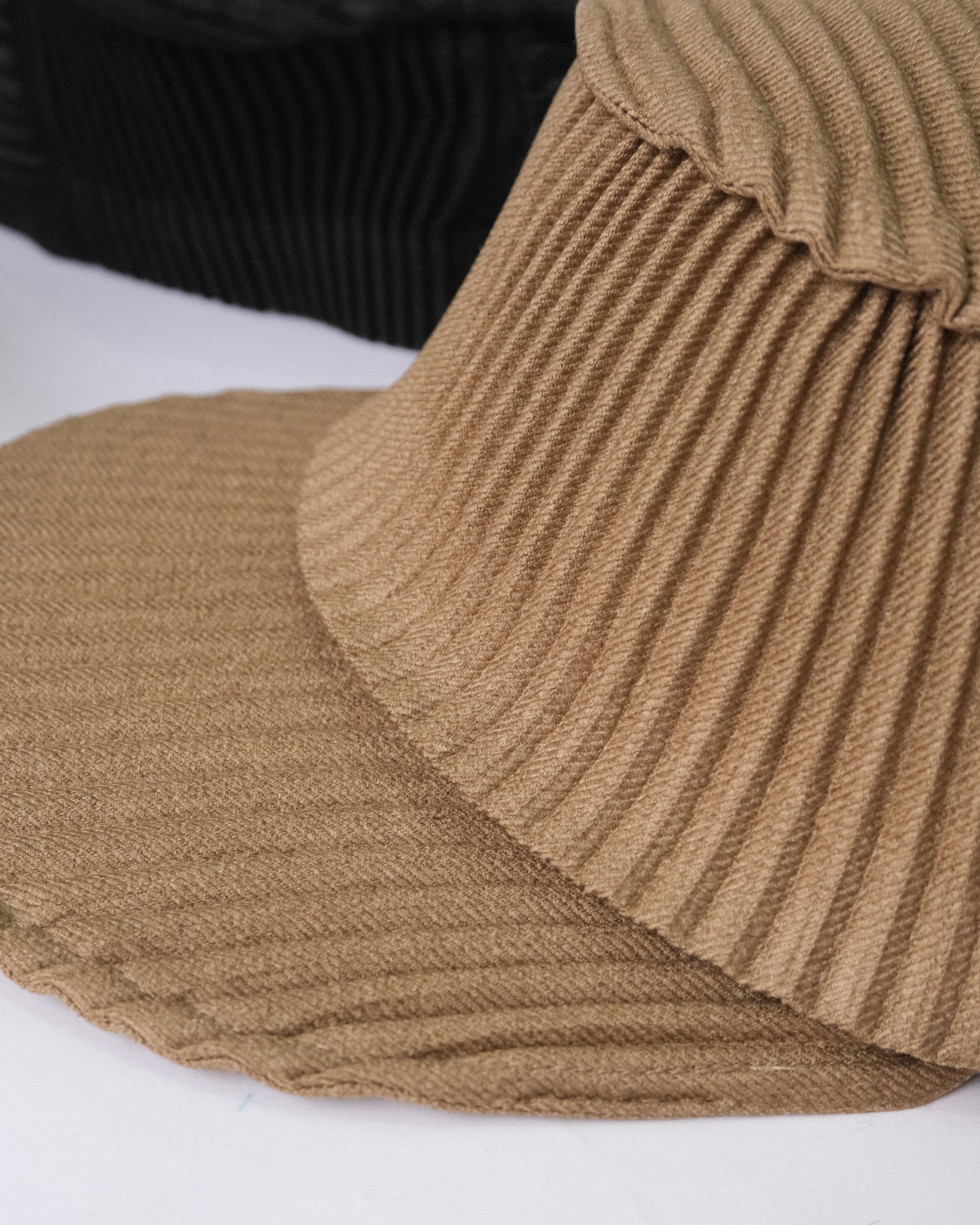 6cRAyon Pleated Flat Top Stretch Baseball Cap